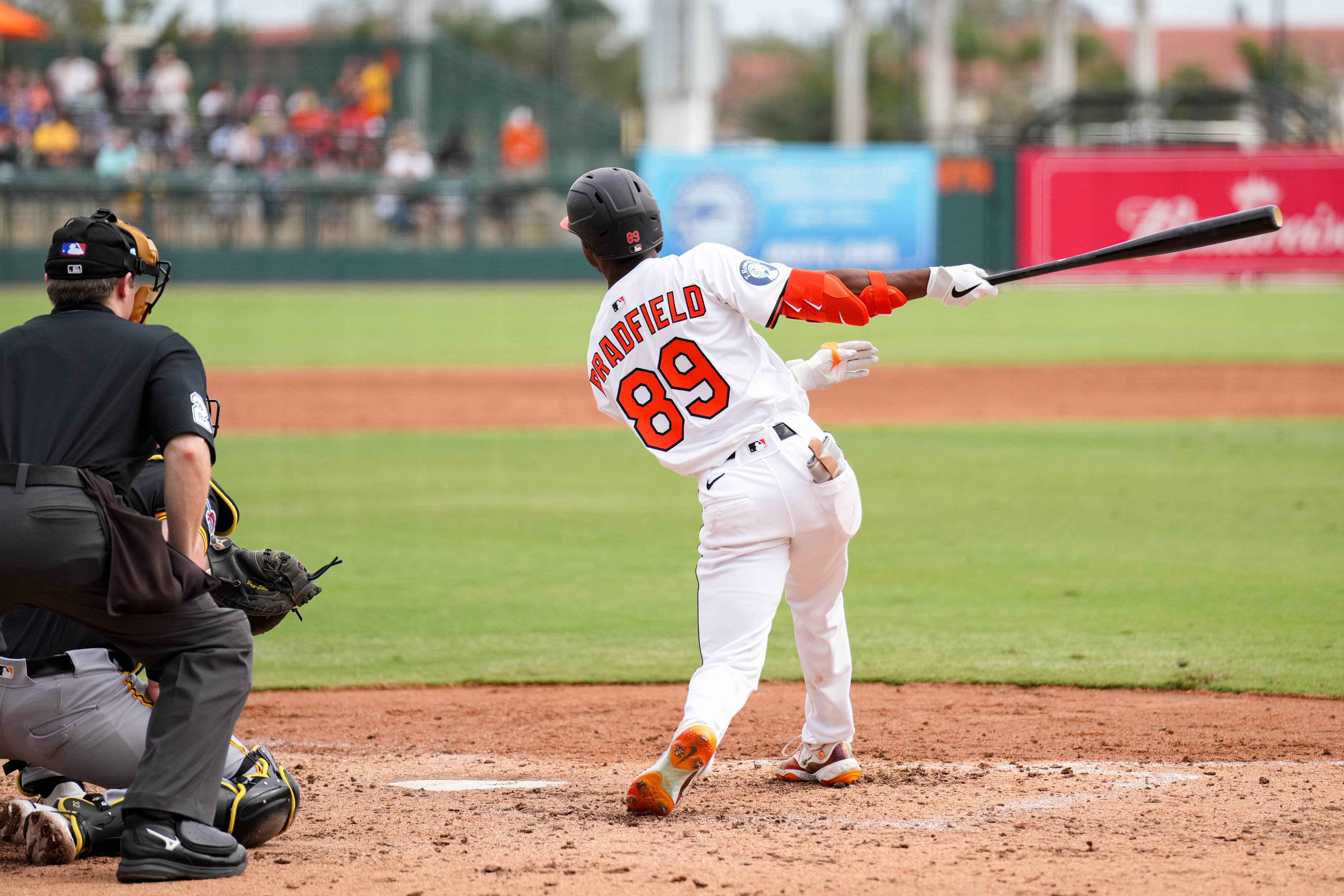 After an injury setback, Enrique Bradfield Jr. has a .714 OPS with as many walks (21) as strikeouts at Double-A, and he has 13 stolen bases in 15 tries. 