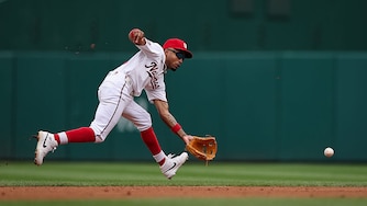 Washington Nationals shortstop Nasim Nuñez fields a ground ball during the second inning.