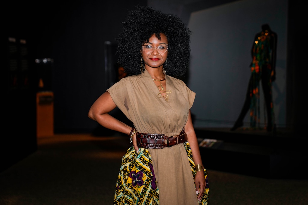 Douriean Fletcher stands for a portrait ahead of a preview of her exhibit, “Jewelry of the Afrofuture,” at the Walters Art Museum in Baltimore, Md. on Wednesday, April 15, 2026.