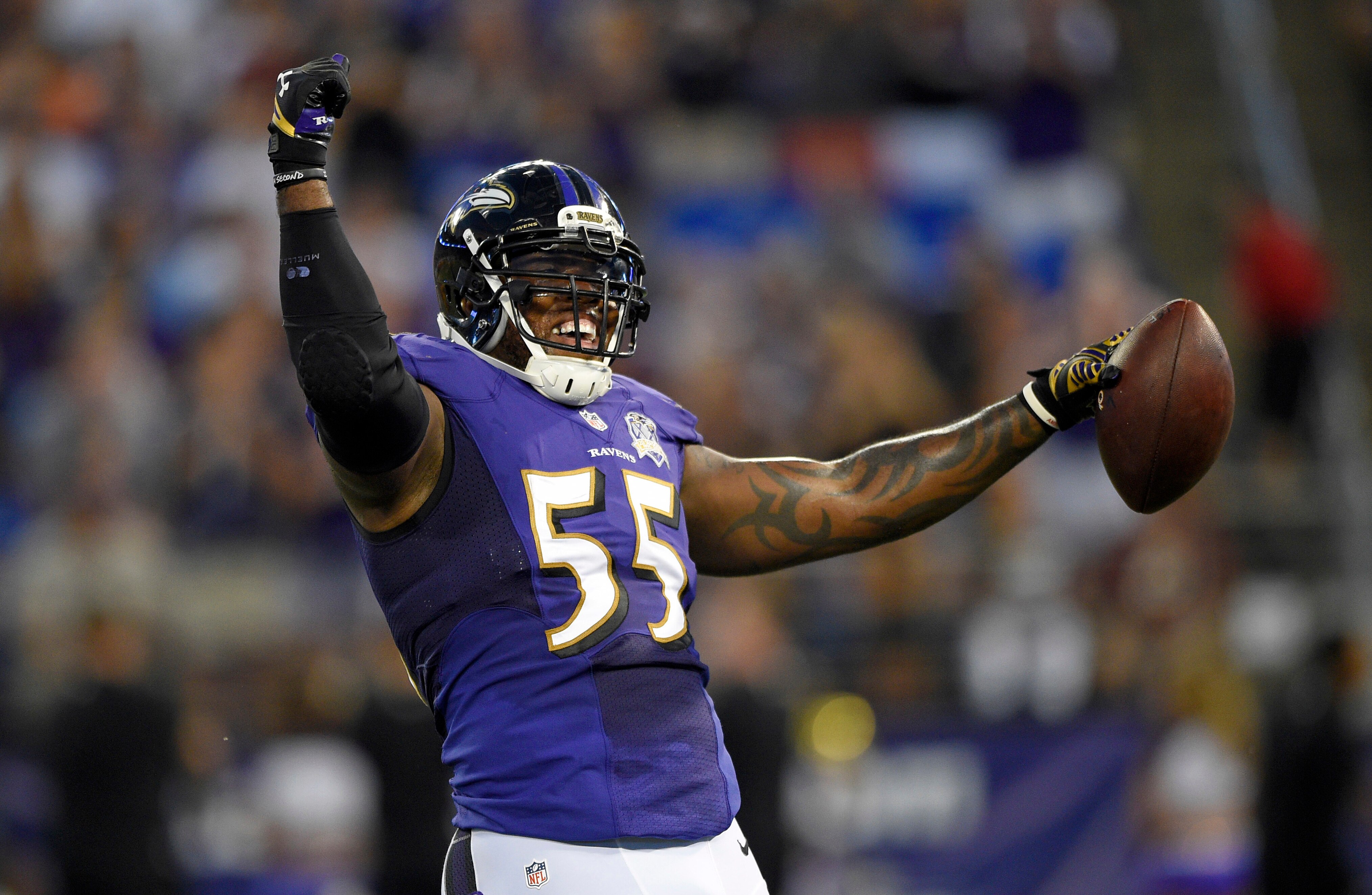 Ravens outside linebacker Terrell Suggs finished his 17-season NFL career with 139 sacks, 12th most all time.