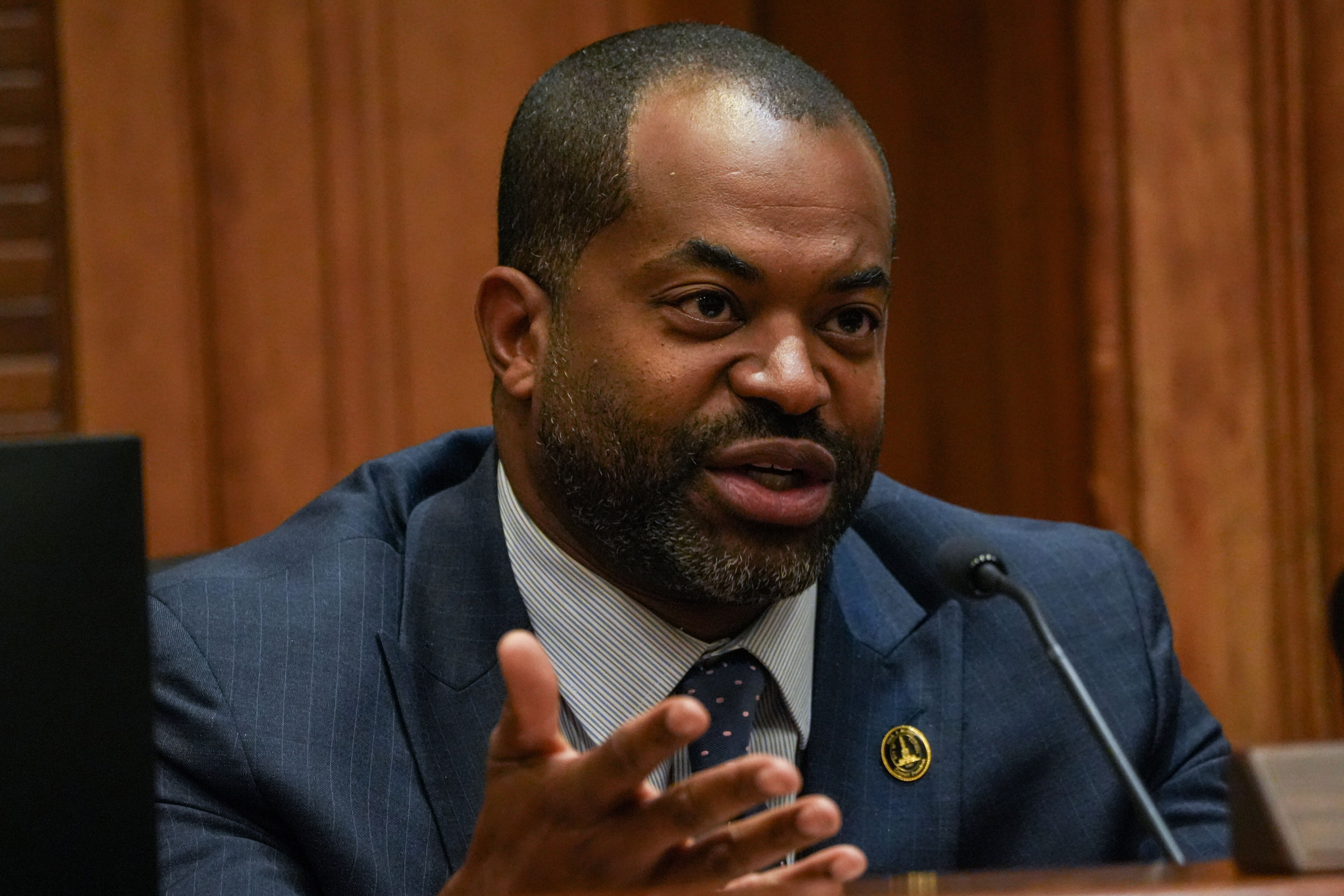 Council President Nick Mosby speaks during a Baltimore City Board of Estimates meeting inside City Hall on 10/5/22.