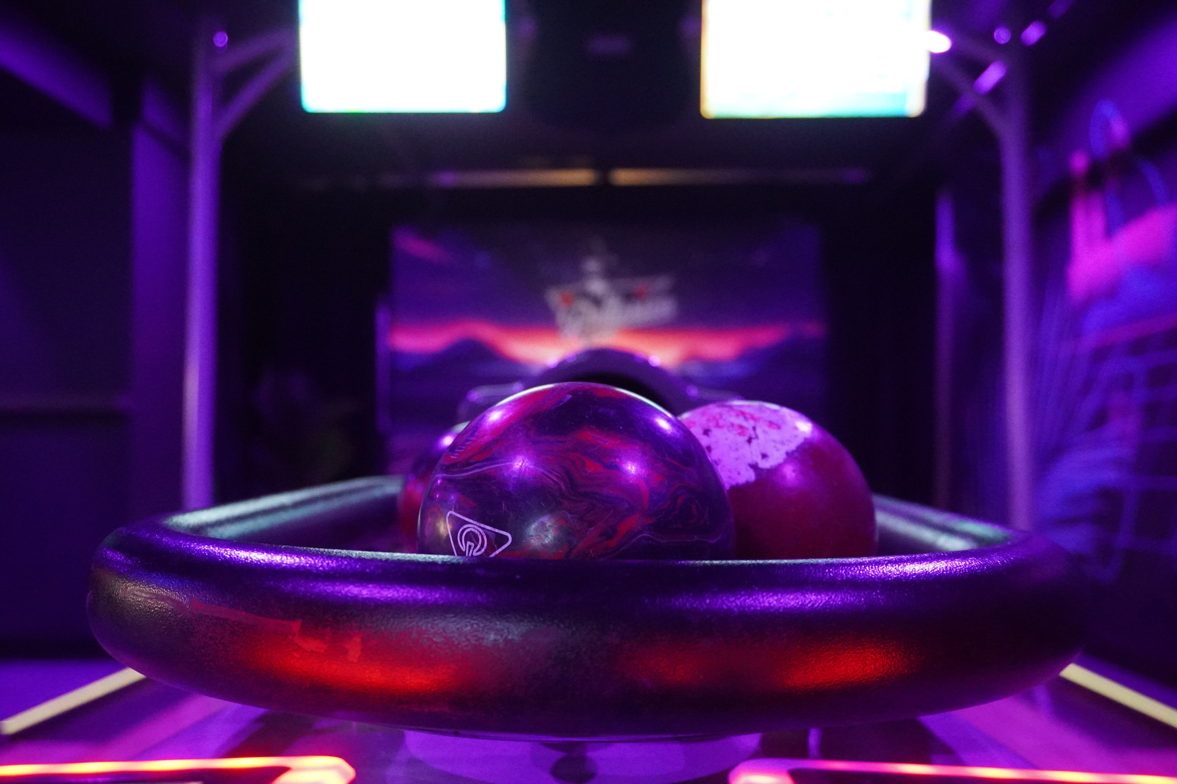 Duckpin bowling balls at Patterson Pins (Dec. 5, 2024).