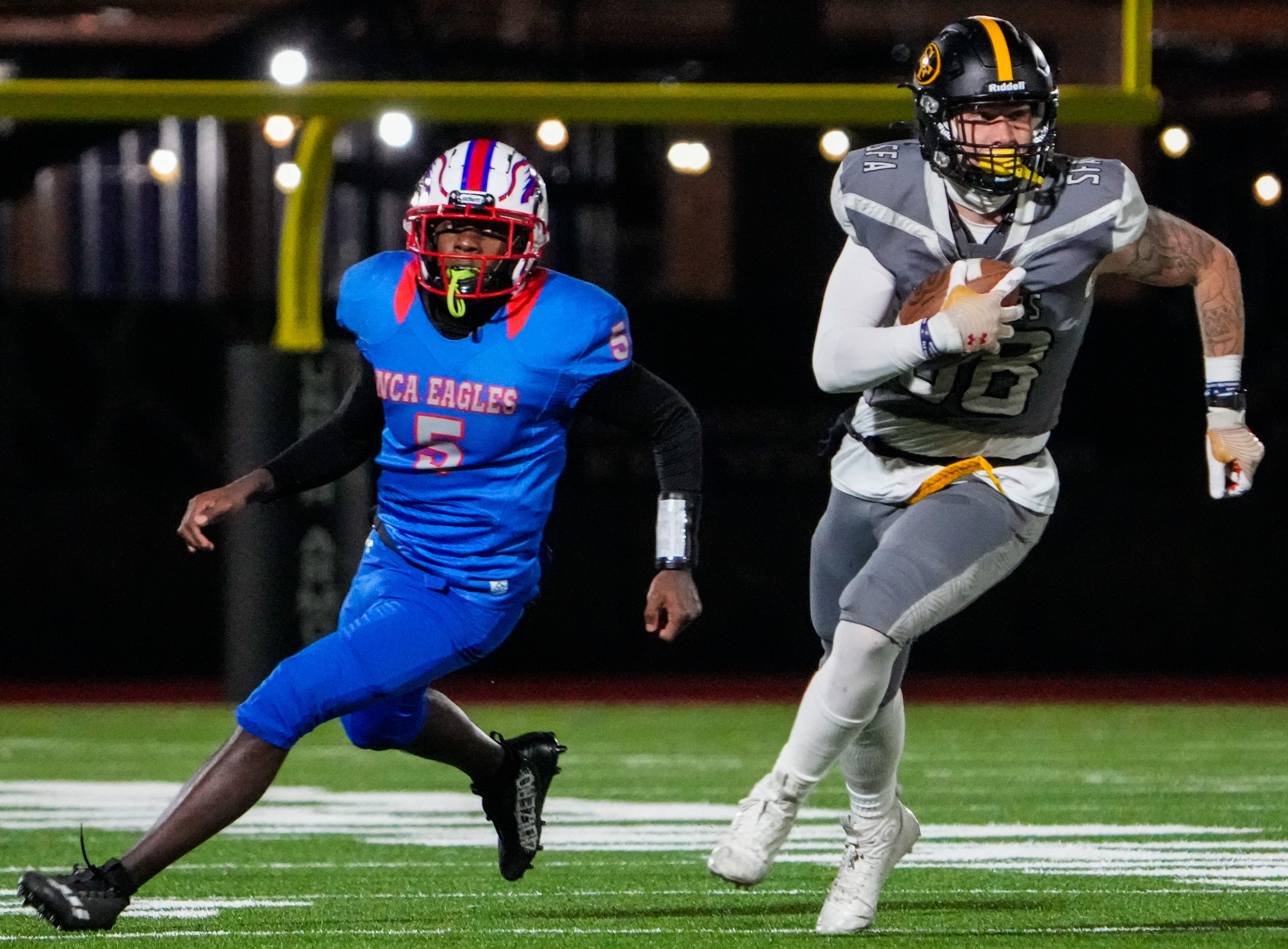 St. Frances senior tight end Chase Wilkens runs after a catch against National Christian Academy at Under Armour Stadium on Nov. 3. Wilkens is bound for Monmouth University.
