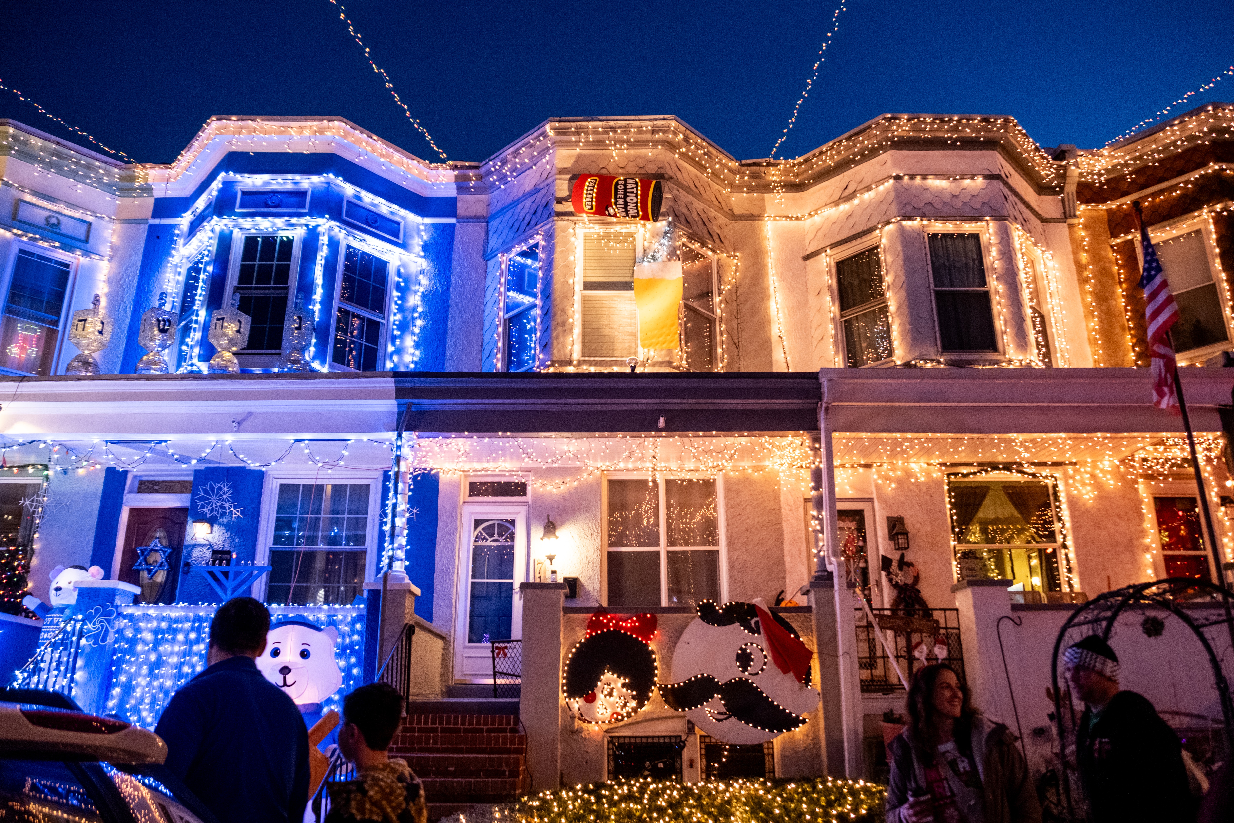 Homes are decorated in holiday lights at Hampden's Miracle on 34th Street annual display on Sunday, December 8, 2024.