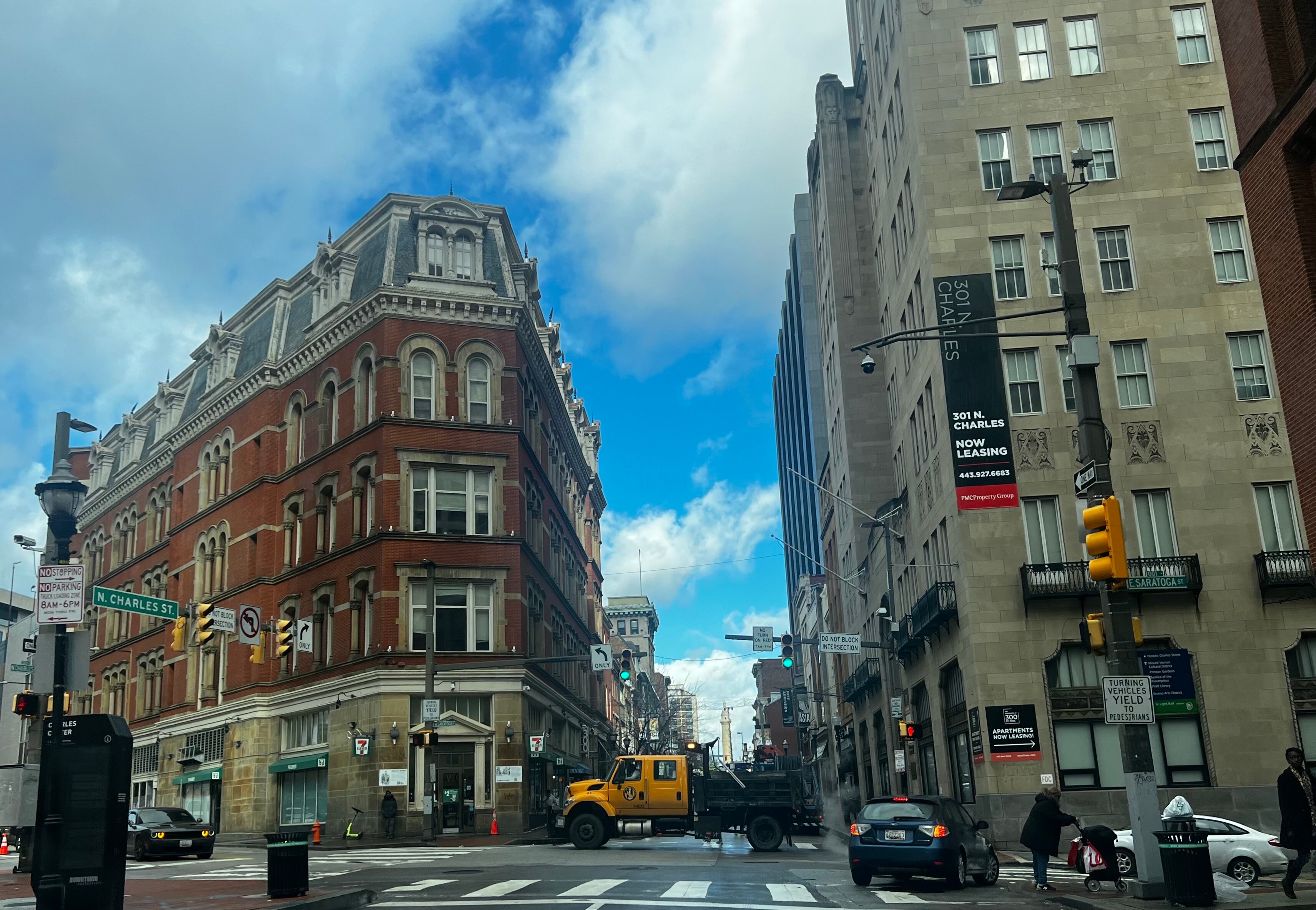 Baltimore City utility and fire crews are working Friday to restore power to portions of downtown after an electrical fire broke out overnight beneath North Charles Street.