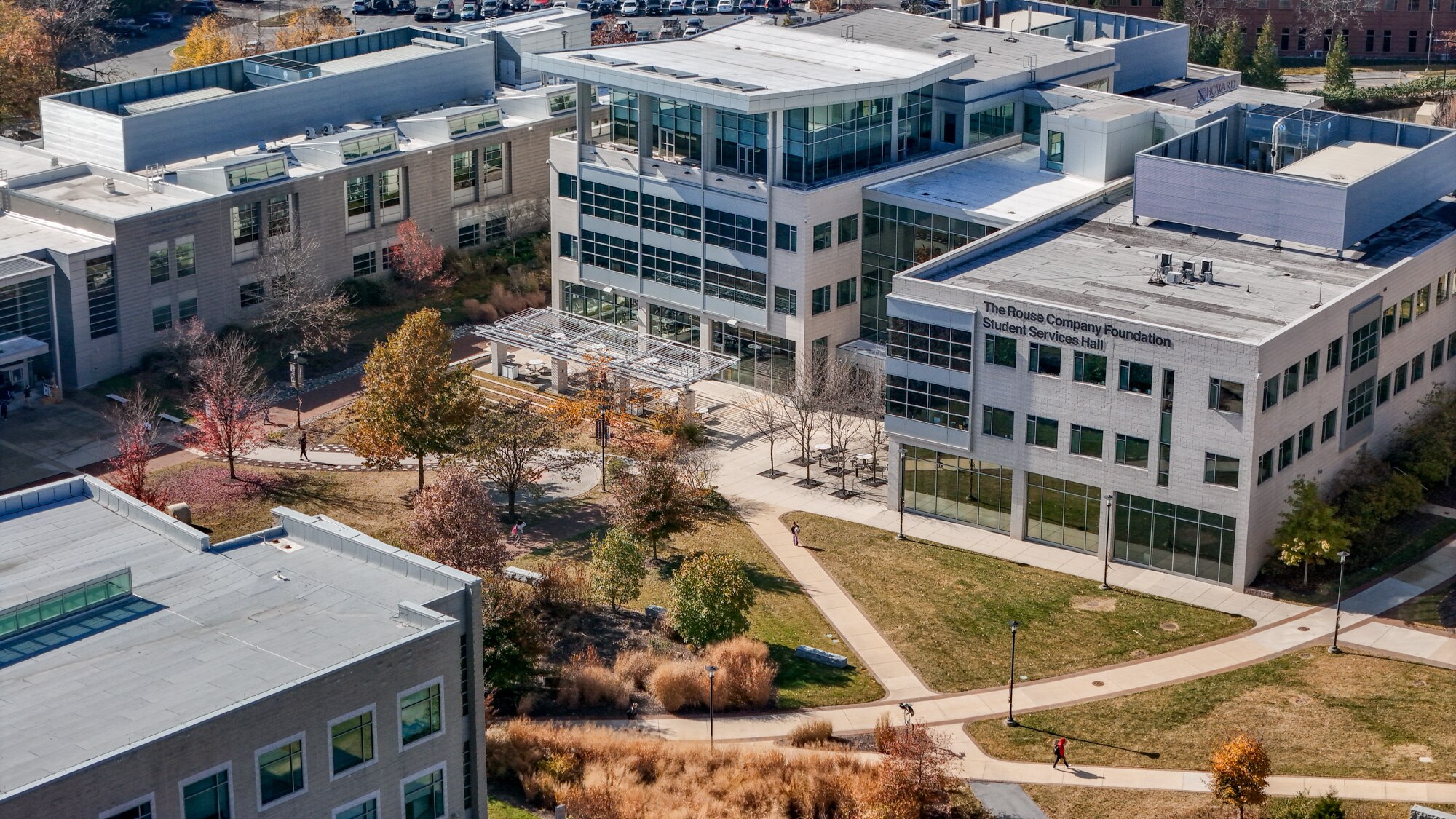 The campus of Howard Community College is seen along Little Patuxent Parkway in Columbia.