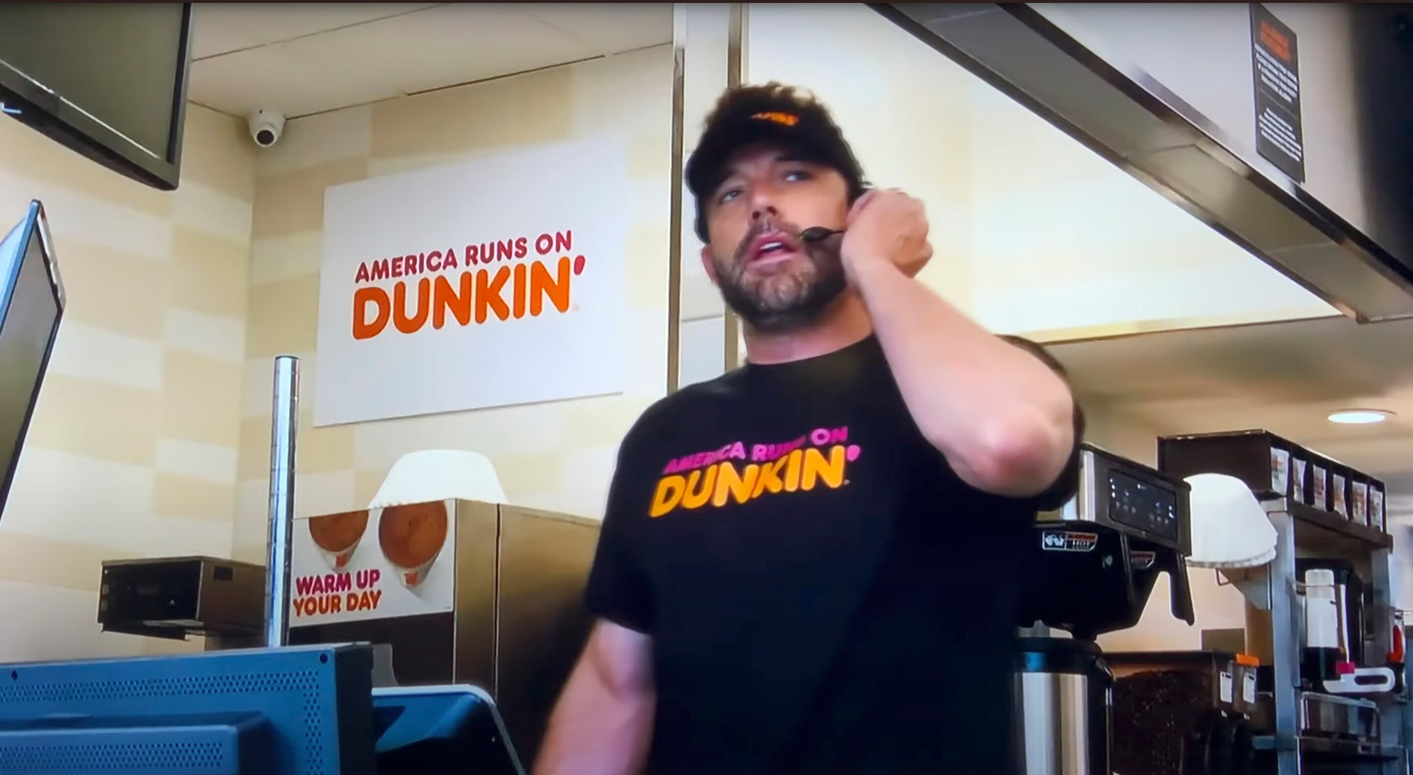 Dunkin’ Donut Super Bowl 2023 TV commercial with Ben Affleck, and Jennifer Lopez.
