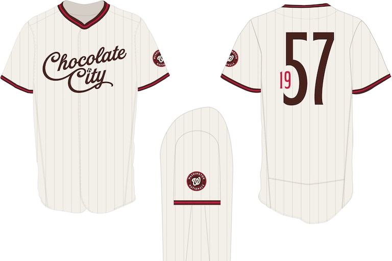 The Washington Nationals are celebrating African American Heritage Night on Wednesday, Aug. 26. This photo is of the "Chocolate City" jersey that they're giving out to a limited number of fans.