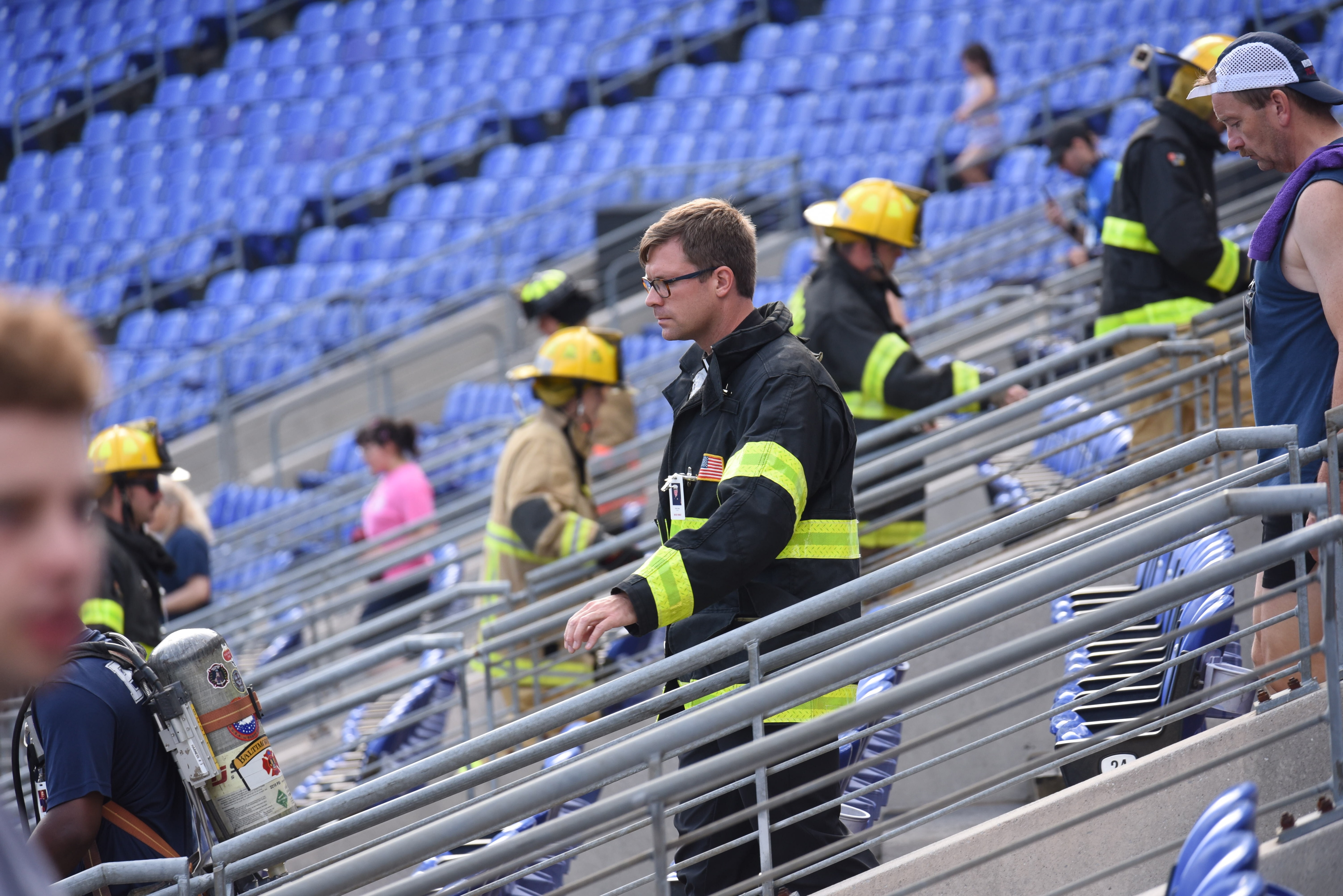 About 500 people came together at M&T Bank Stadium on Saturday, Sept. 5, 2026, to remember those killed in the 9/11 terrorist attacks during the annual 9/11 Memorial Stair Climb, held 25 years later to benefit the National Fallen Firefighters Foundation.