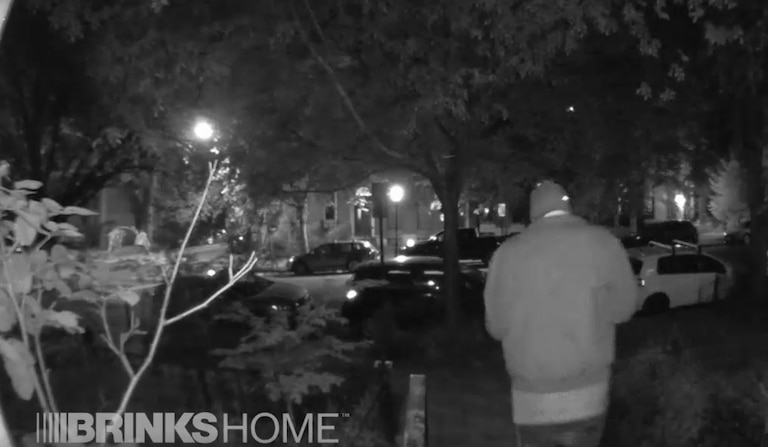 Screenshot shot from security camera footage from Rachel Cooper’s Bolton Hill home showing the moment her attacker fled early Friday, May 8, 2026.