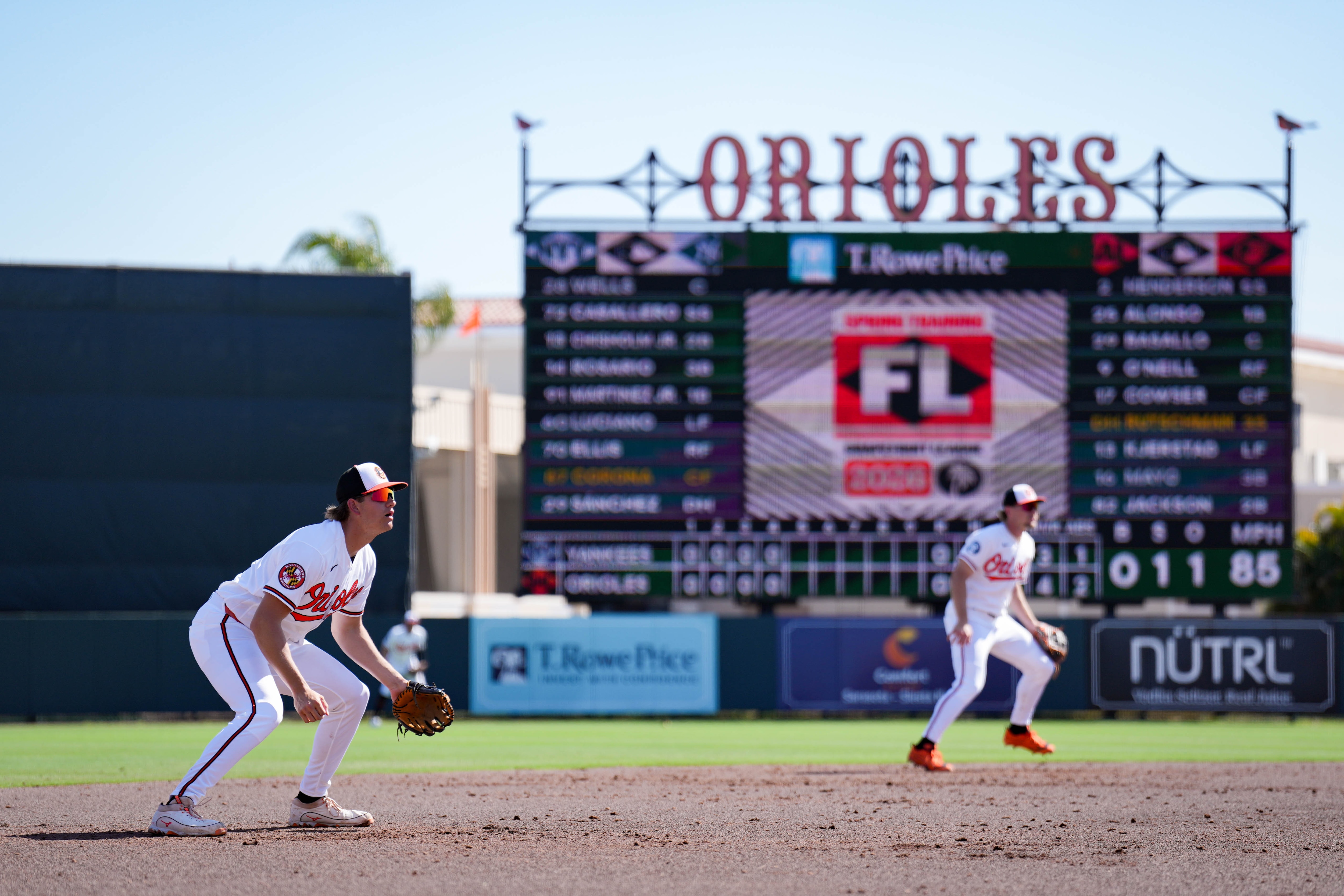 Orioles third baseman Coby Mayo, at left during Friday’s spring training game against the Yankees, is likely to see increased playing time because of Jordan Westburg’s injury.