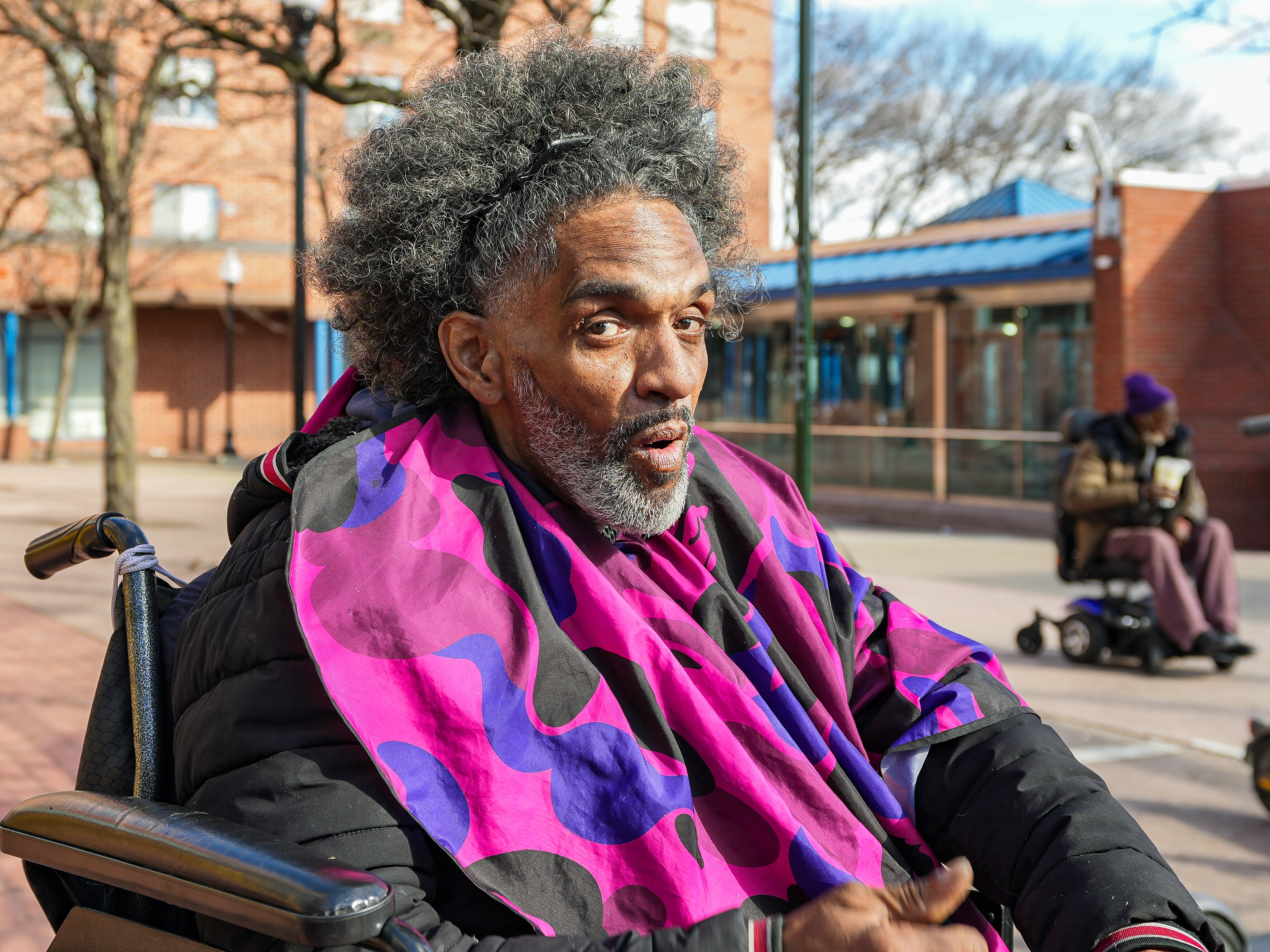 A portrait of Alton Gravez after reciving a free haircut from a barber with Live Chair Health at Penn North in Baltimore, Md. on January 13, 2023.