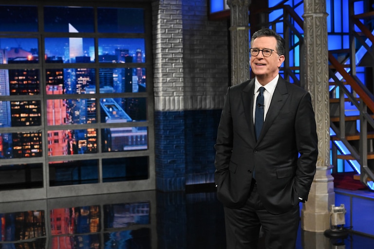 The Late Show with Stephen Colbert during Wednesday’s May 20, 2026 show. Photo: Scott Kowalchyk ©2026 CBS Broadcasting Inc. All Rights Reserved.