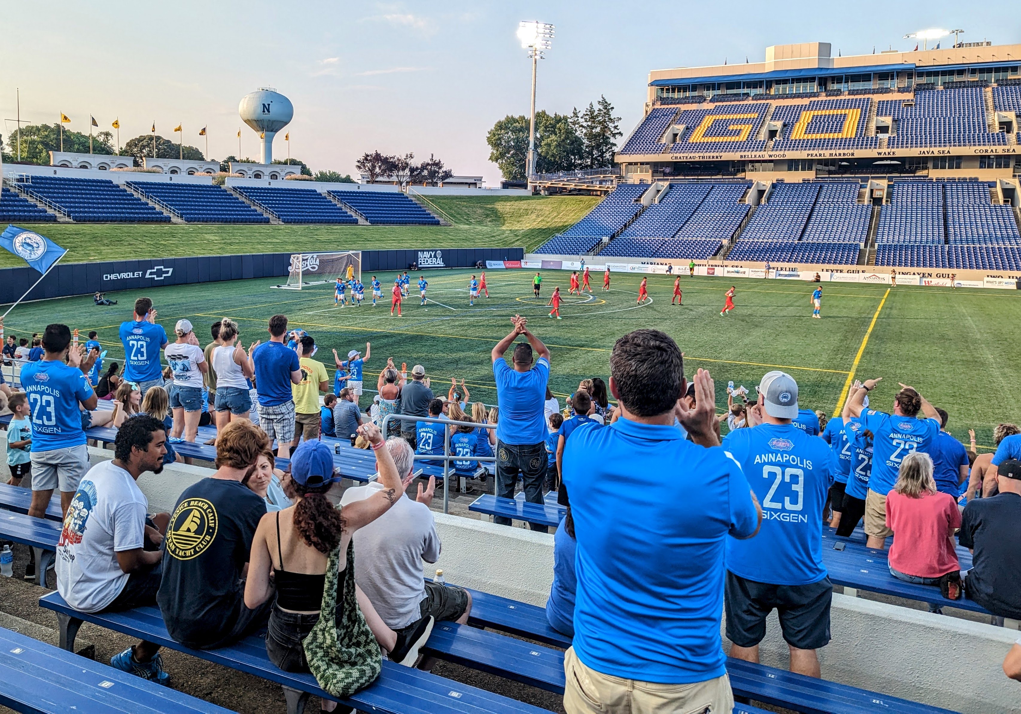 The view an Annapolis Blues home game from the stands at Navy-Marine Corps Memorial Stadium, where cheers of "Old Bay" are a regular occurrence.