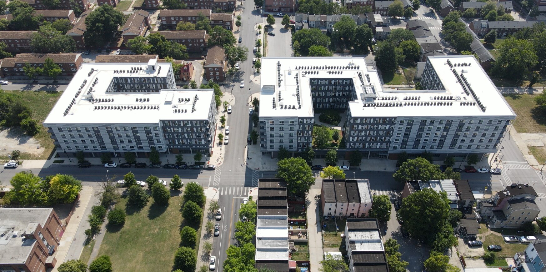 The two-building Center\West apartment complex is the only project La Cité has completed in its plan to revitalize Poppelton. It has struggled to find renters for its 262 units.