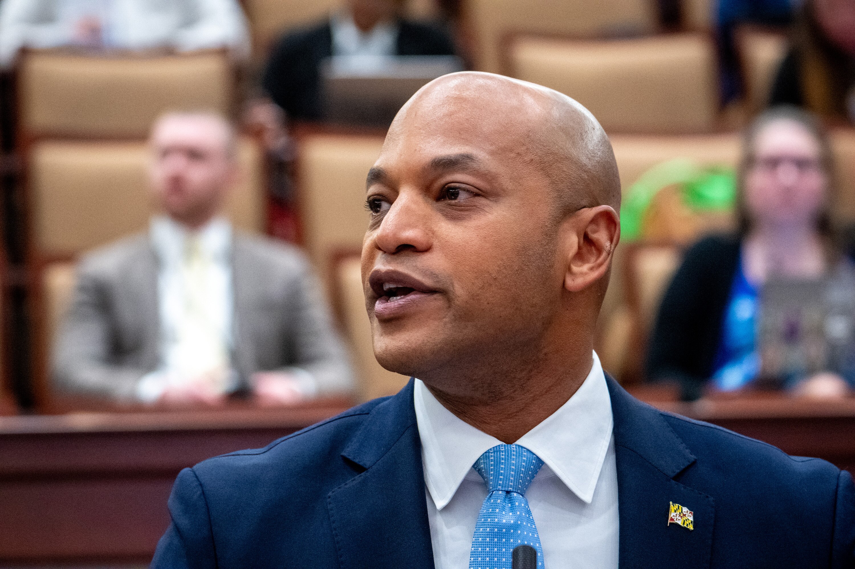 Maryland Gov. Wes Moore testifies in the House of Delegates on his plan to balance the state’s budget.