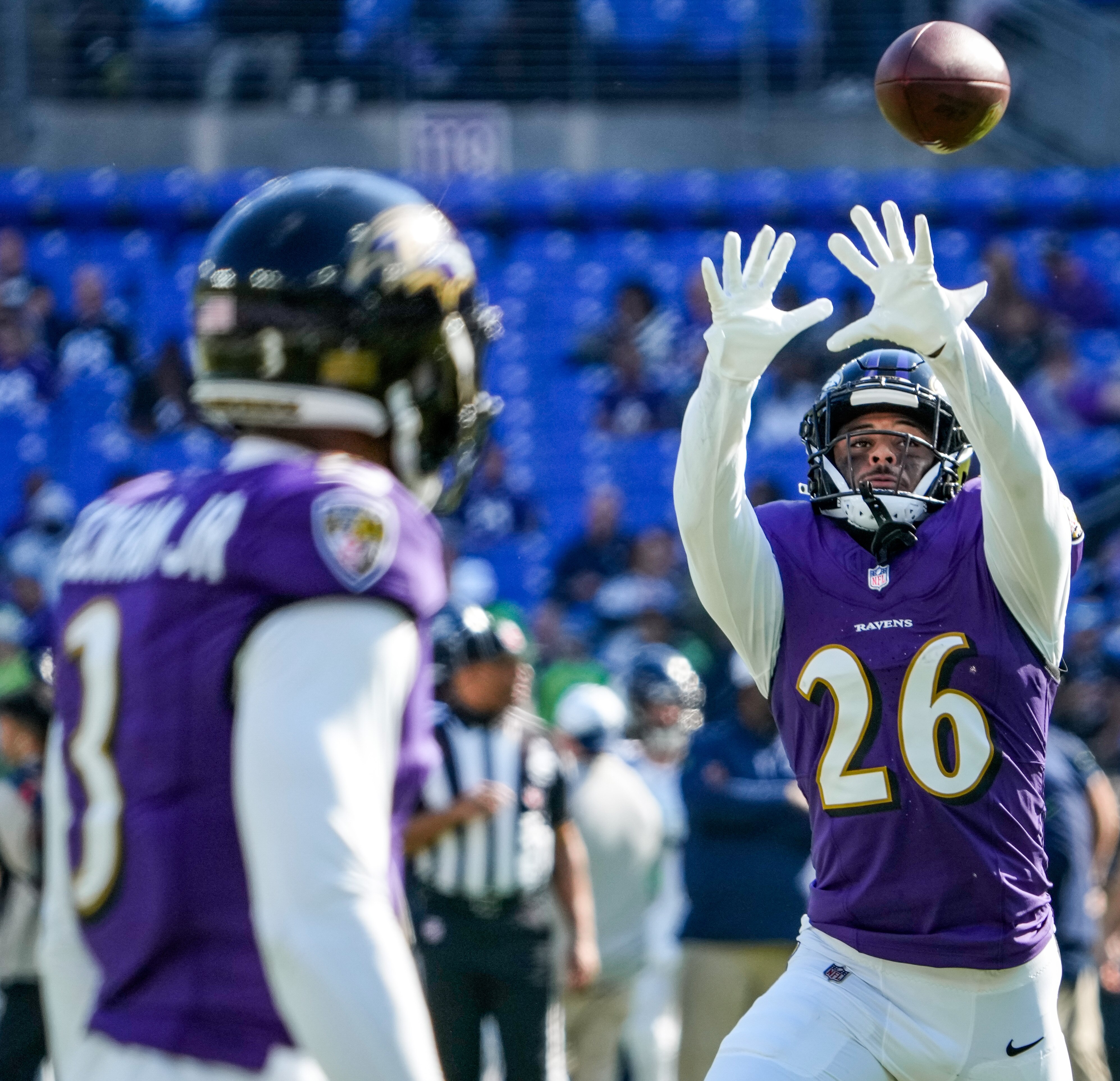 Along with his six interceptions, Ravens safety Geno Stone has made a career-high 49 tackles this season.