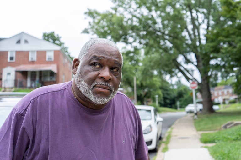 David Smallwood outside of his home in Uplands on July 26. Smallwood has been leading the effort to get the city to clean up the overgrown alleys.
