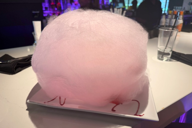 Cotton candy-covered dessert for $28 at STK Steakhouse.