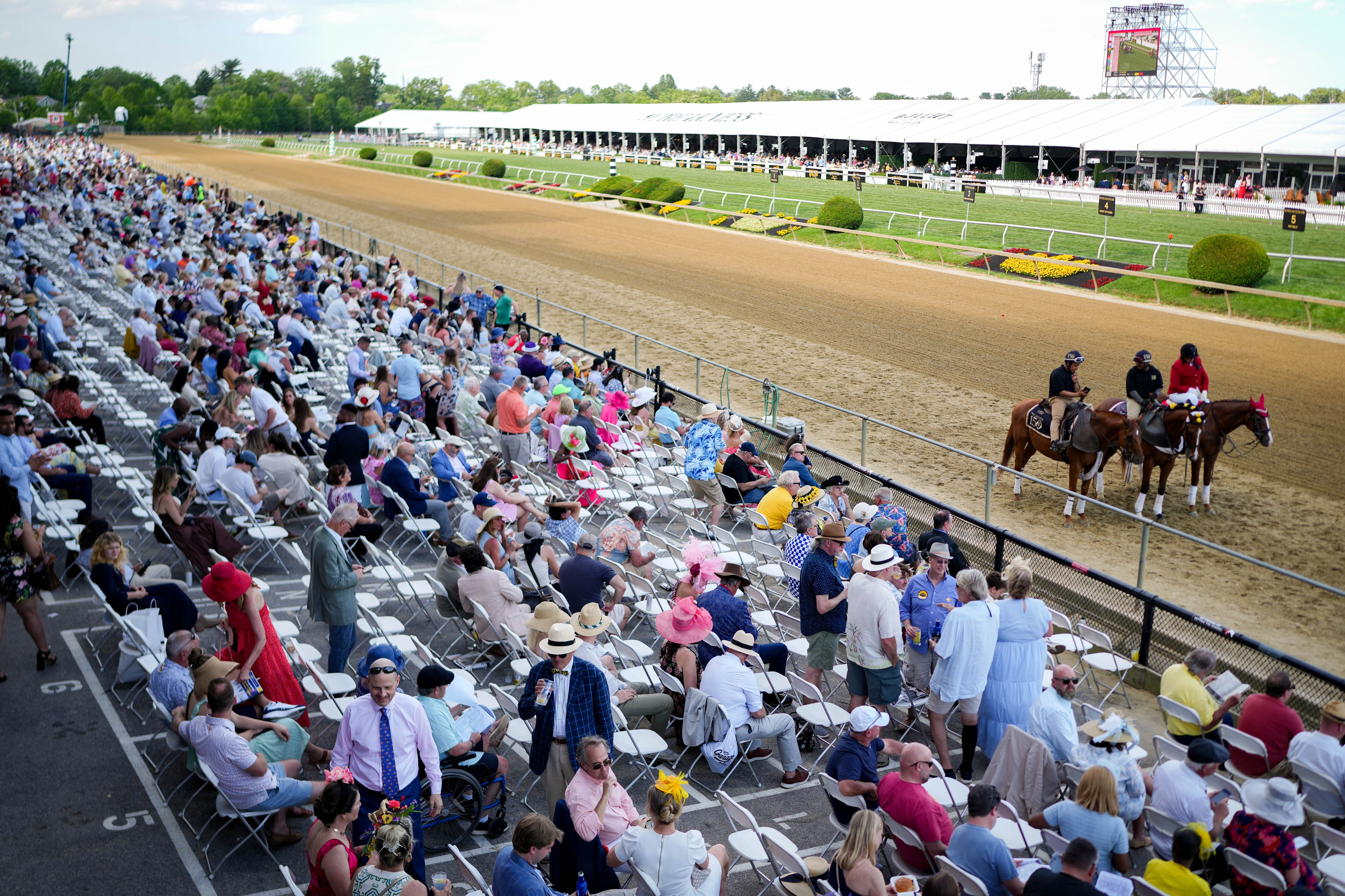 The crowd in the trackside seats was sparse through much of Preakness Day.