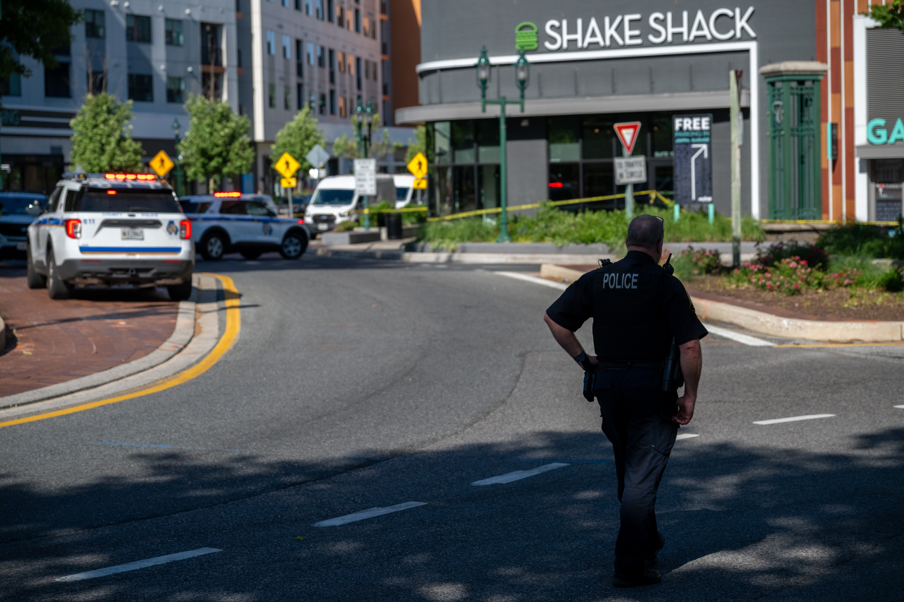 Baltimore County Police at the site of a fatal shooting along York Road in Towson on June 5.