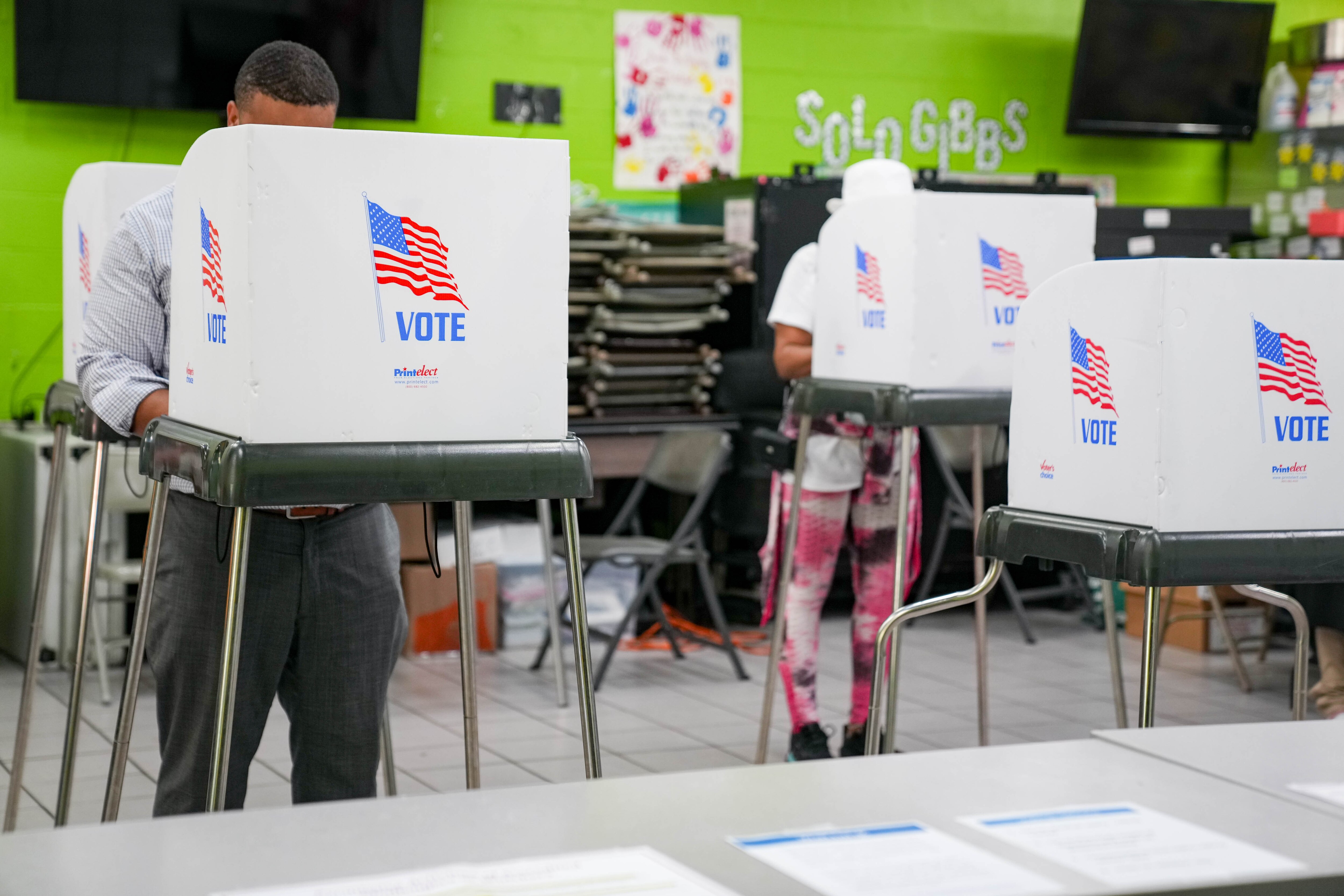 Residents cast their votes at the Solo Gibbs recreation center in Sharp-Leadenhall in Baltimore on Tuesday.