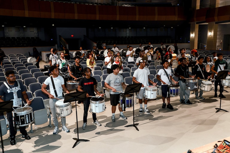 tudents from 12 different Prince George's County Public Schools rehearse on Oct. 20 to prepare for a performance at the Capitol Battle of the Bands, which takes place Oct. 25 at SECU Stadium at the University of Maryland.
