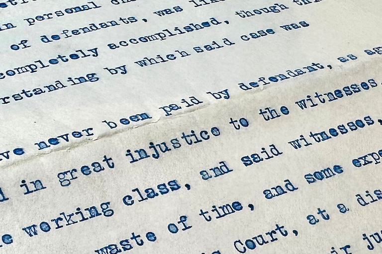 In February 1911 Campfield A.M.E.'s trustees sued the Villa Nova Company for $10,000 after court records show the Baltimore County development corporation destroyed their church and adjoining cemetery in August 1910. The congregation, which was started by enslaved members in 1844, successfully fought the Villa Nova Company in court and won a $1,500 settlement. The original, early 20th century court filings are pictured in the Maryland State Archives in Annapolis on Tuesday, Aug. 18.