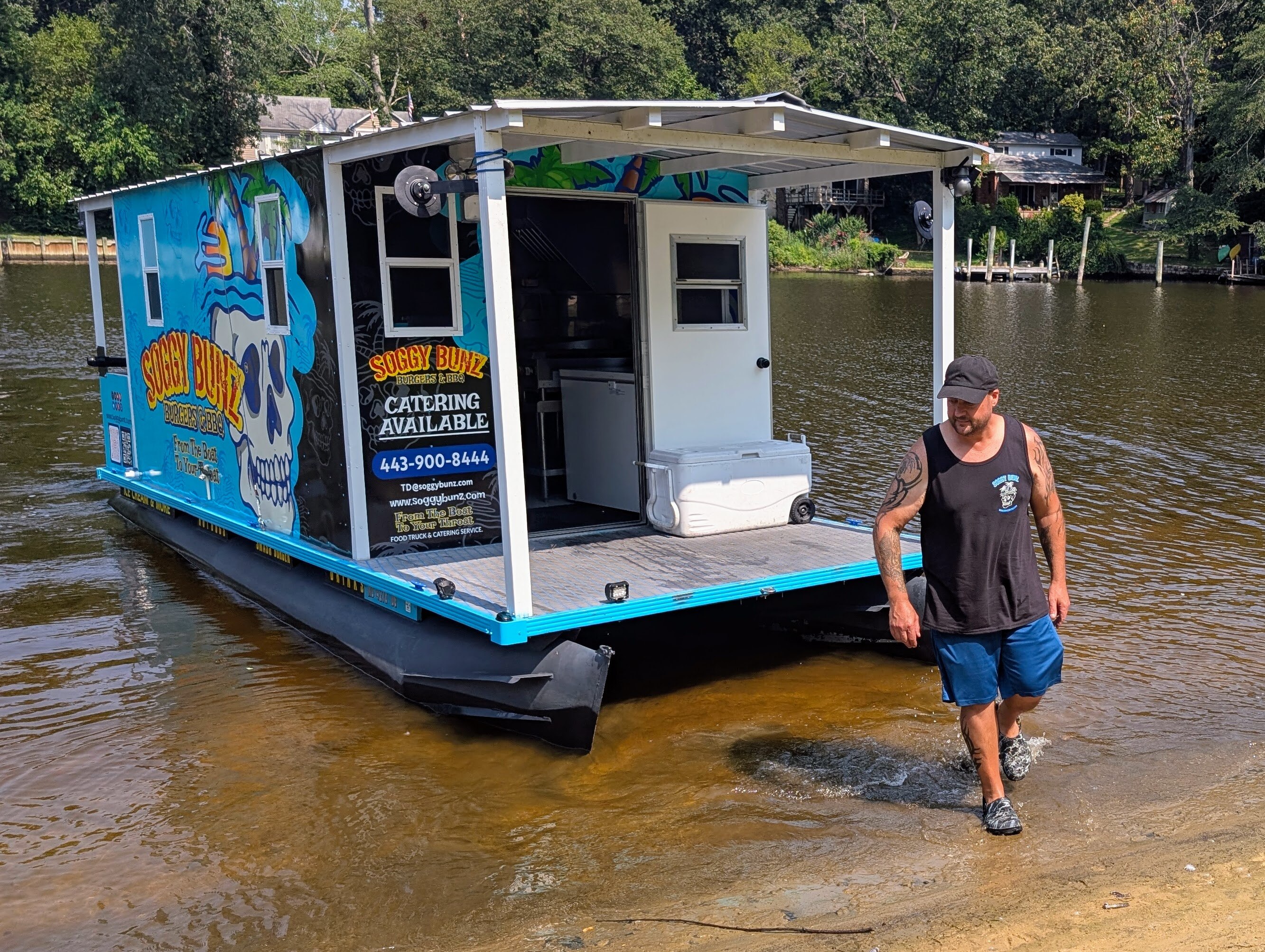 Toby Denues launches the Soggy Bunz food boat this summer, after starting with a more traditional food trailer.
