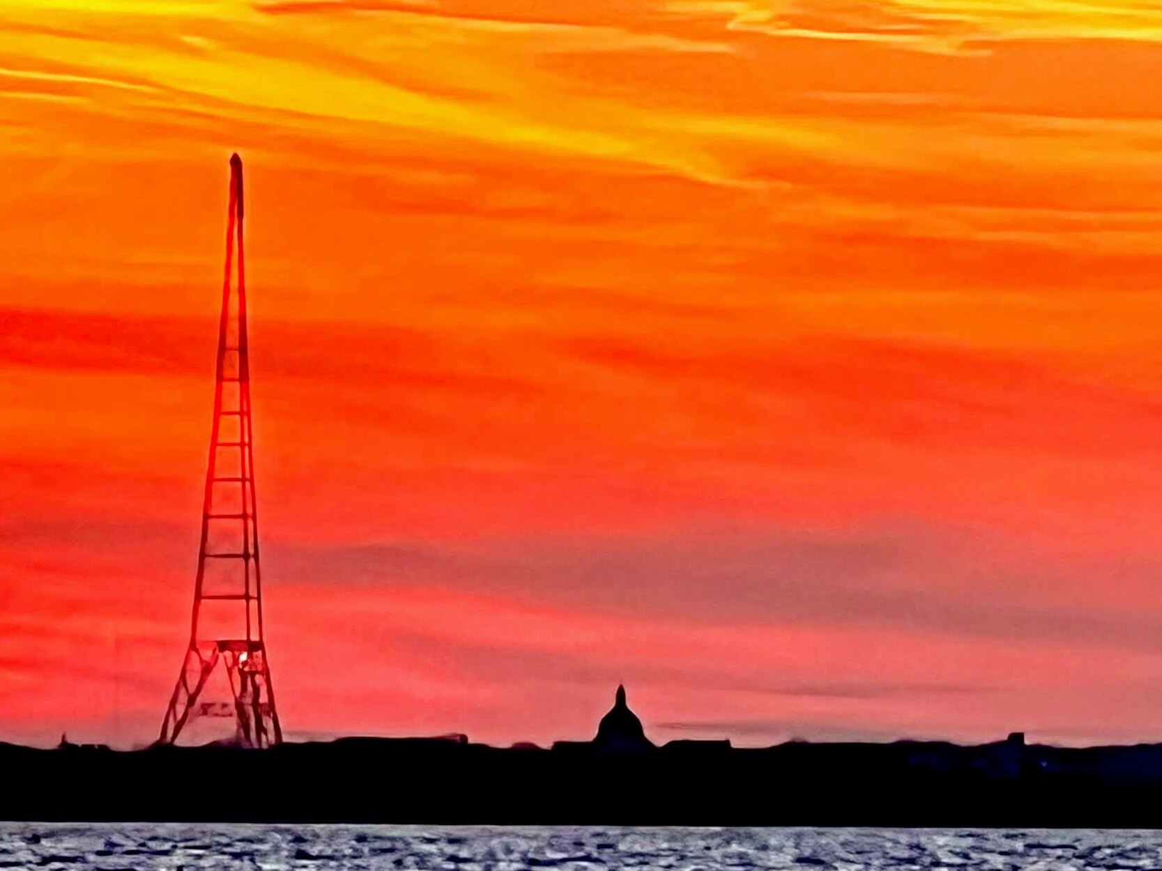 The sun sets over Greenbury Point near Annapolis. Language in the National Defense Authorization Act will protect public access to the Navy site.