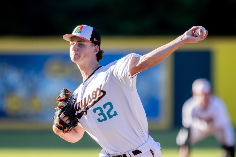 Joseph Dzierwa pitches for the Double-A Chesapeake Baysox.