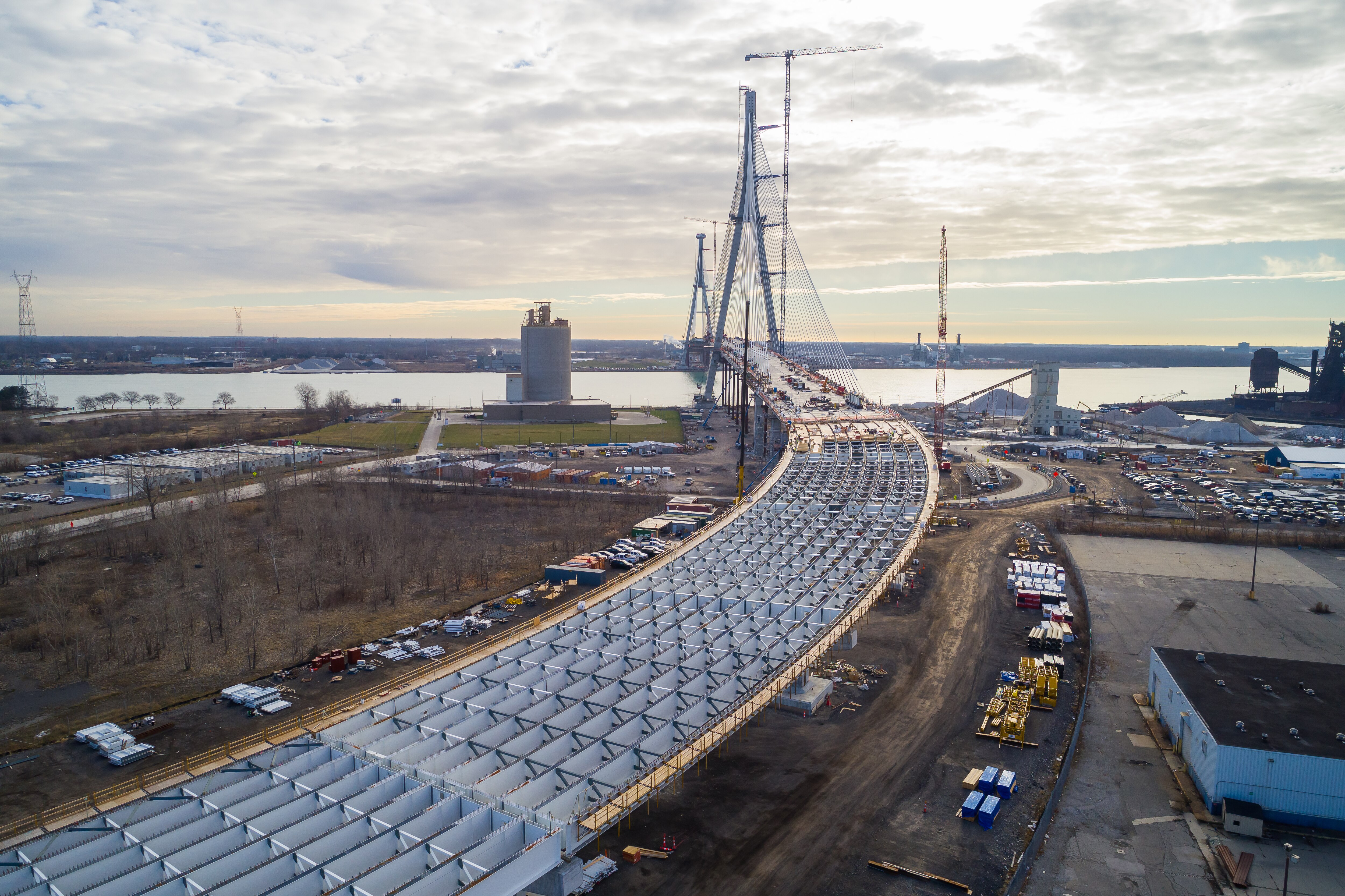 Gordie Howe International Bridge progress, December 2023.