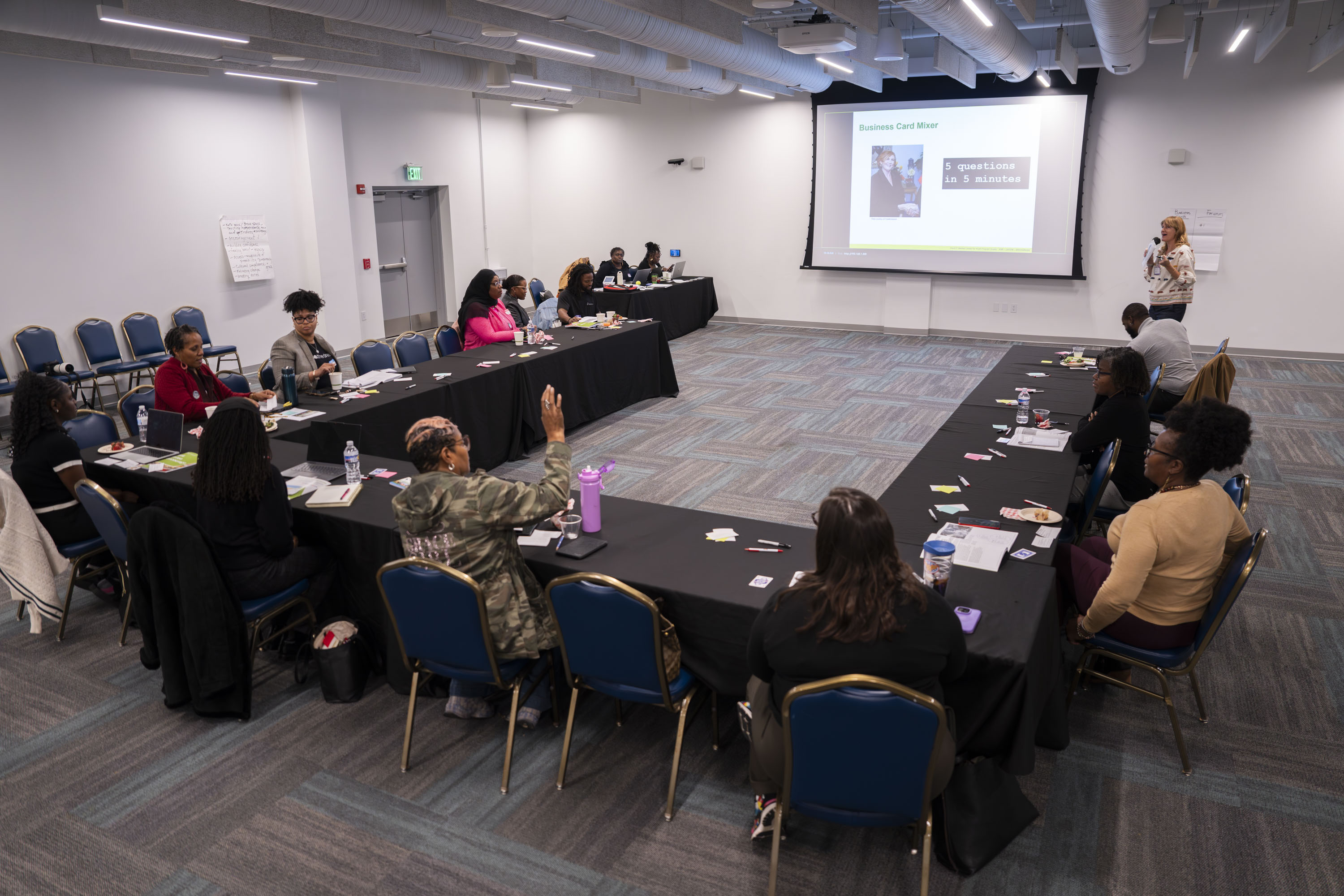 Mikhayla Harrell, facilitator from the New Orleans Youth Alliance, leads an exercise in communication.