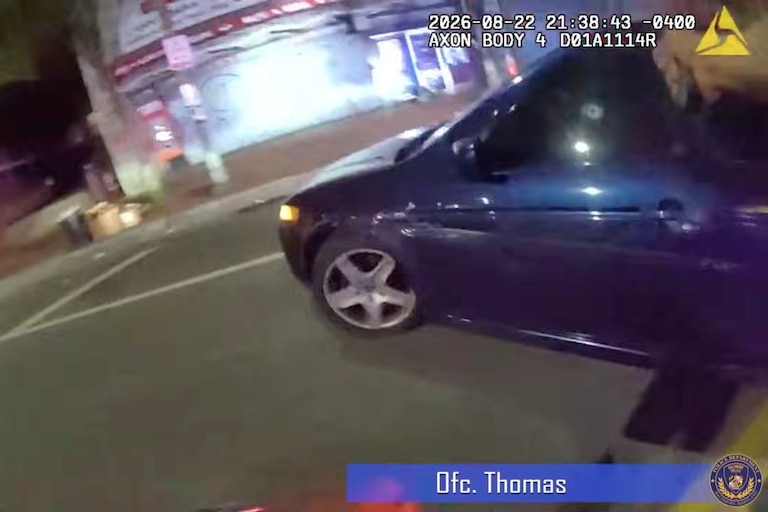 Screenshot from a bodycam video from Baltimore City Police Department officer involved shooting on August 22, 2026.