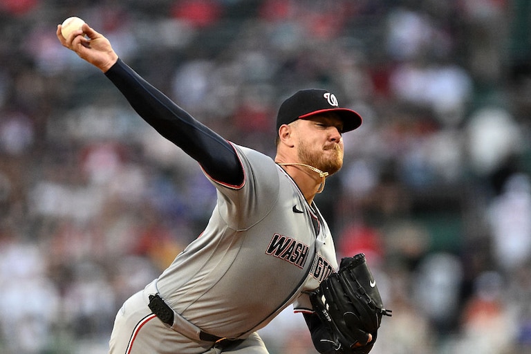 Washington Nationals starter Cade Cavalli pitches against the Boston Red Sox during the first inning.
