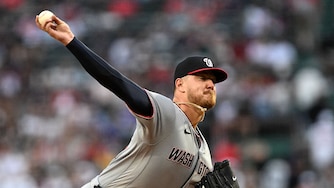 Washington Nationals starter Cade Cavalli pitches against the Boston Red Sox during the first inning.