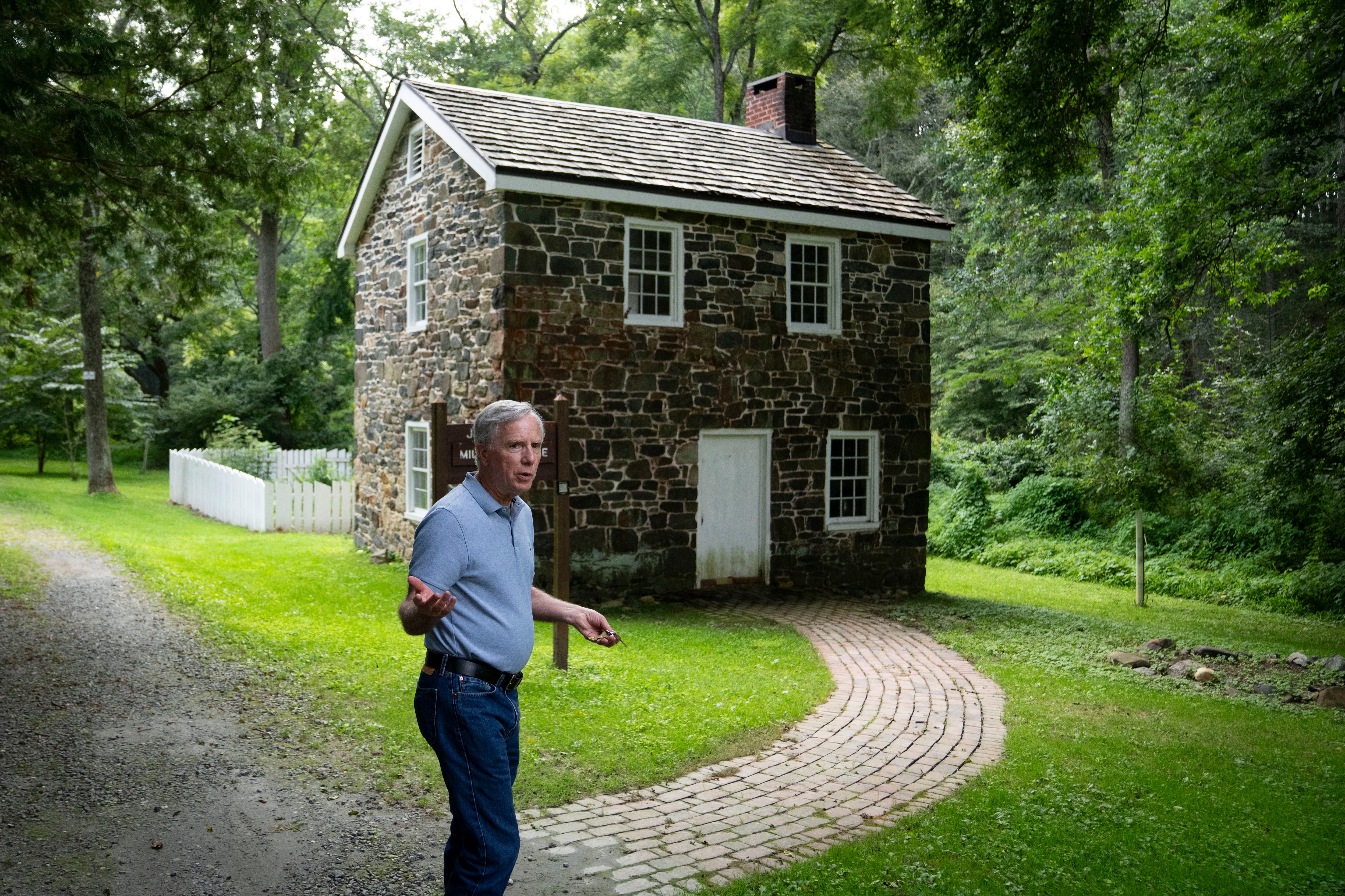 Rich Albright, vice president of the Friends of Jerusalem Mill, on the way to the miller’s house at Jerusalem Mill in Kingsville.