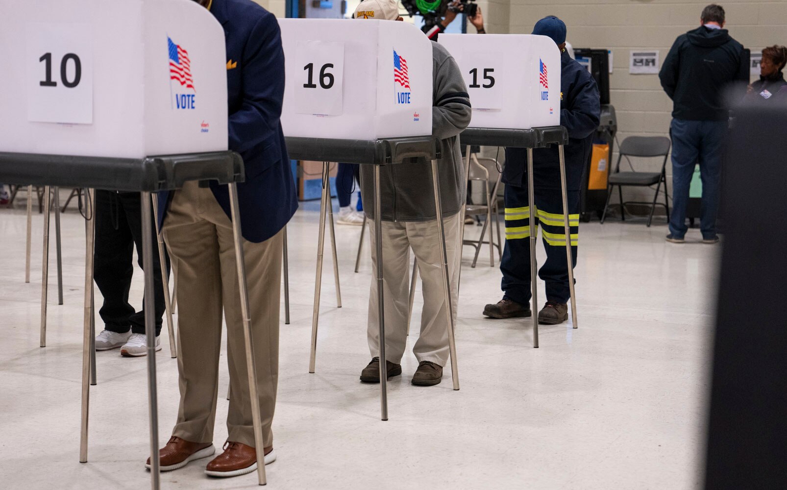 Early voters cast their ballots at the Randallstown Community Center on October 30, 2024.