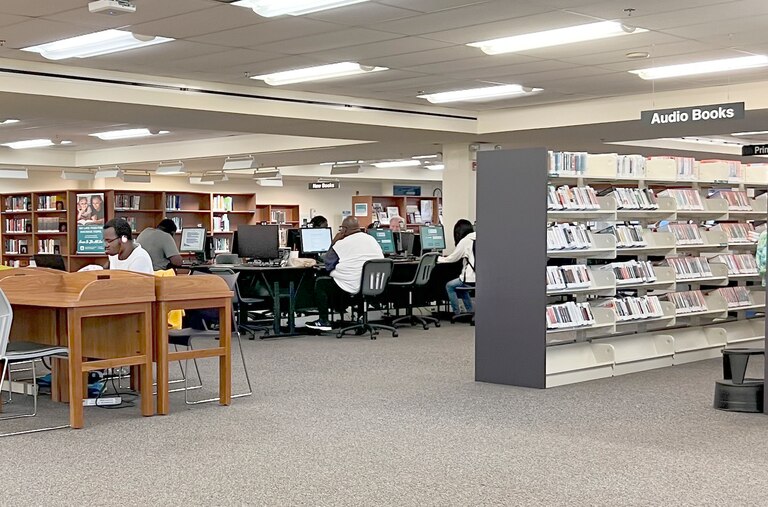 The Baltimore County Public Library Pikesville Branch, a designated cooling center in Baltimore County on Code Red days.