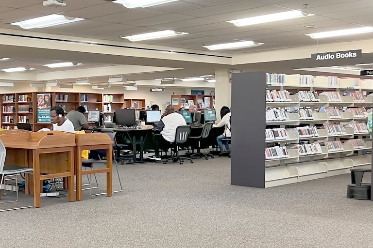 The Baltimore County Public Library Pikesville Branch, a designated cooling center in Baltimore County on Code Red days.