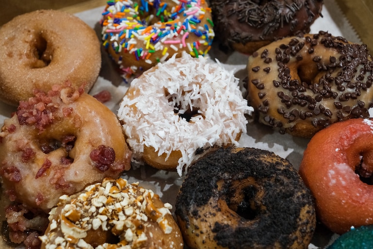 Doughnuts from Sandy Pony Donuts, which appear in the first few minutes of “Pluribus,” the new dystopian, sci-fi show from Vince Gilligan on Apple TV.