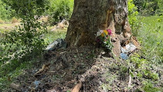 SATURDAY, MAY 2, 2026 - Memorial site of a car crash at the intersection of Poplar Hill Road and Merrymans Mill Road in Cockeysville on Friday night that left three juveniles injured and one adult dead.
