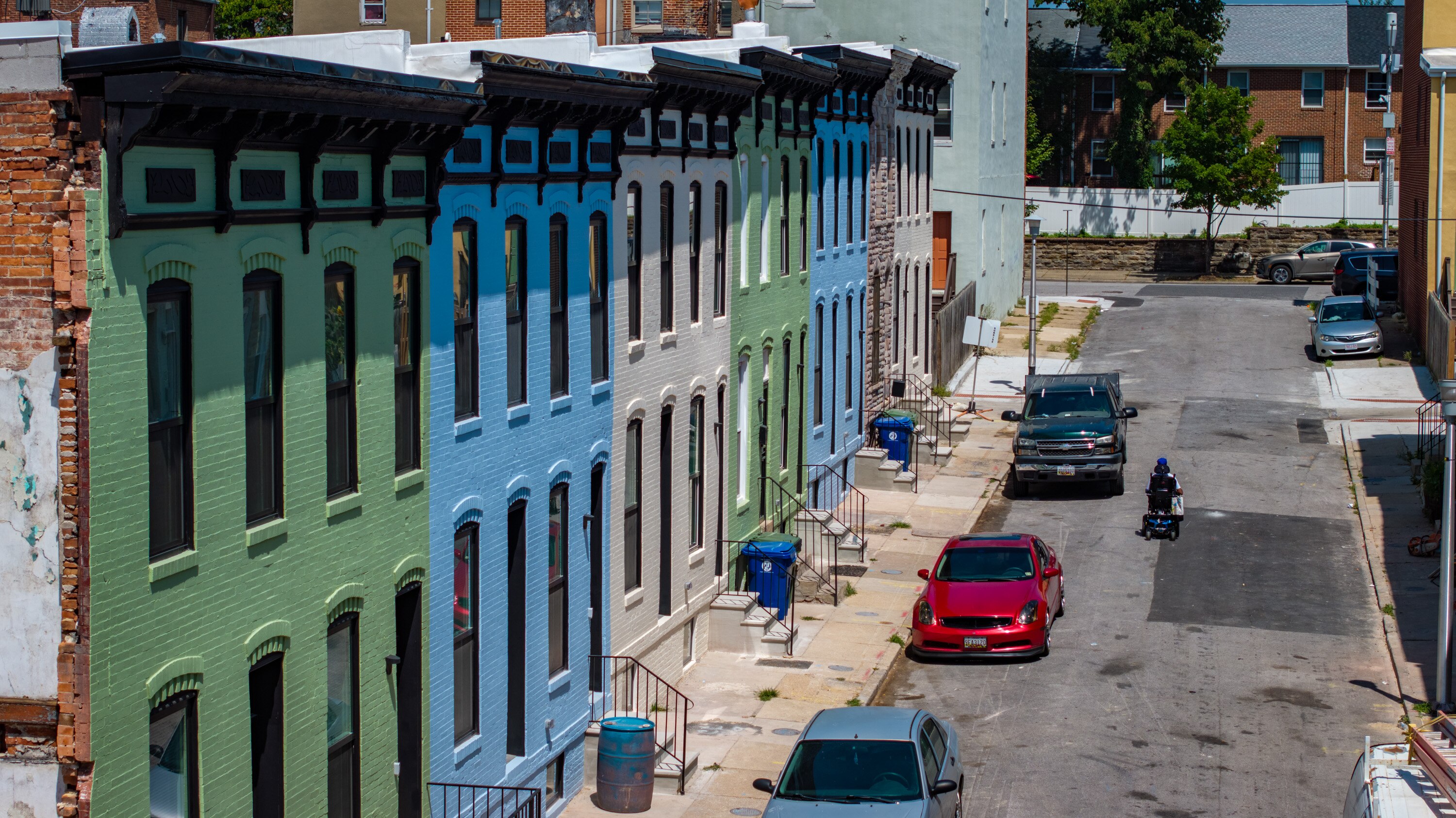 Rehabbed vacant homes on Mura Street in the Johnston Square neighborhood. 