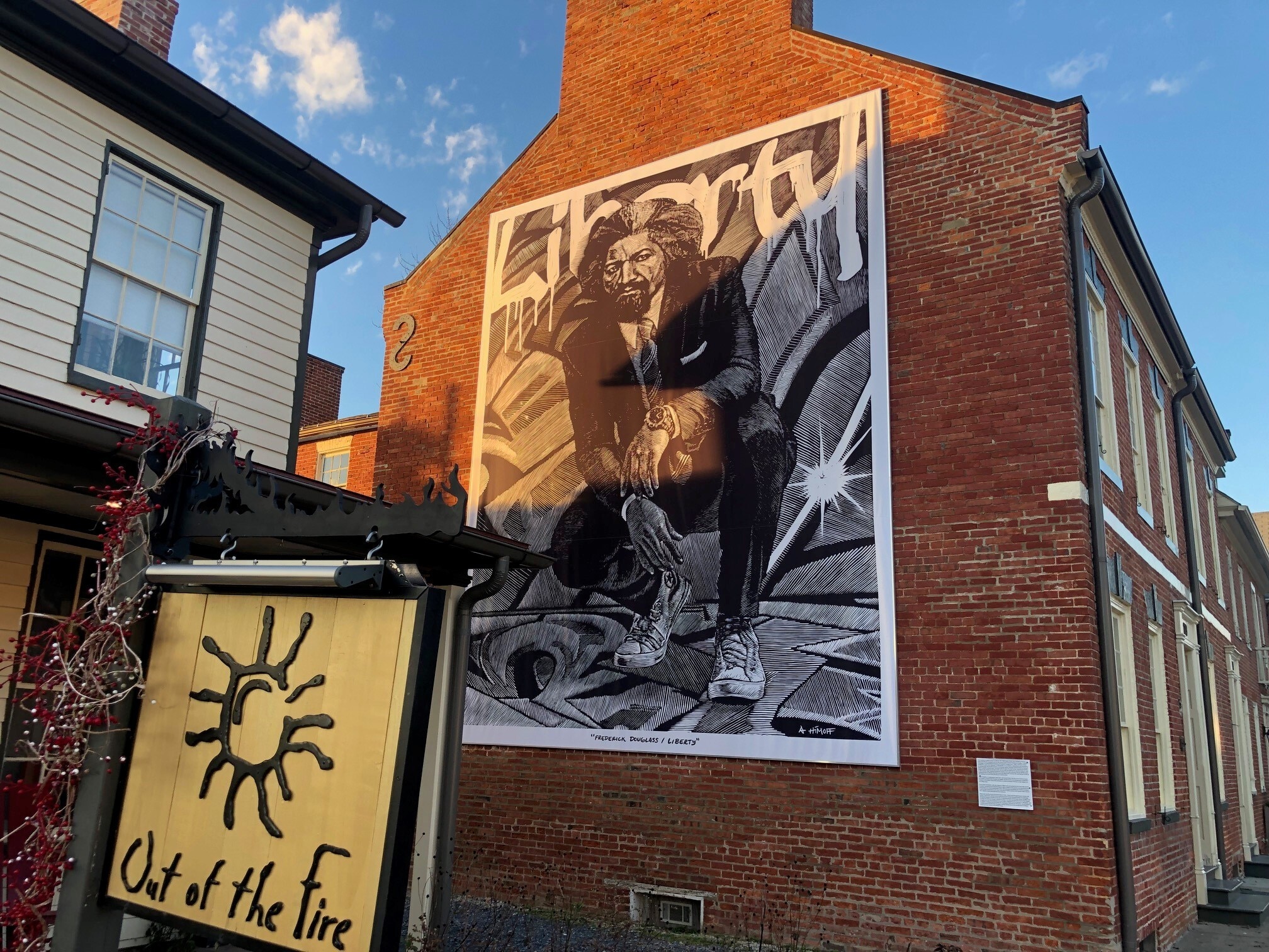 An enlarged print of “Frederick Douglass Liberty," featured on the side of a building in Easton, has drawn controversy.