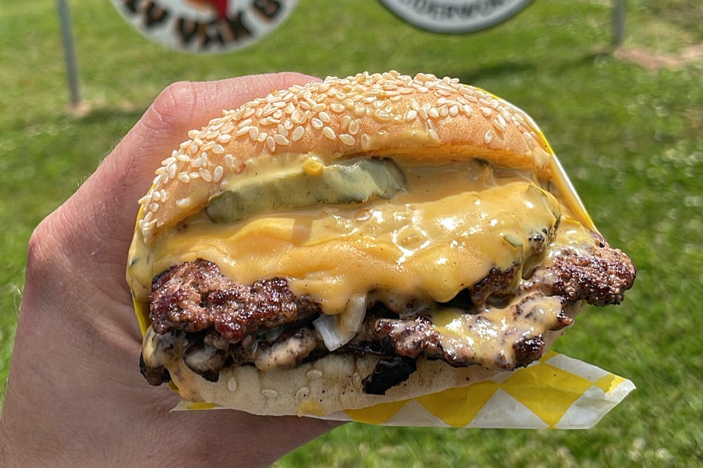 Gaithersburg native Hunter Karametos will open a brick-and-mortar version of his pop-up, Steeze Burger, in April. His double cheeseburger was named by The Washington Post in 2023 as the D.C. area's best burger.