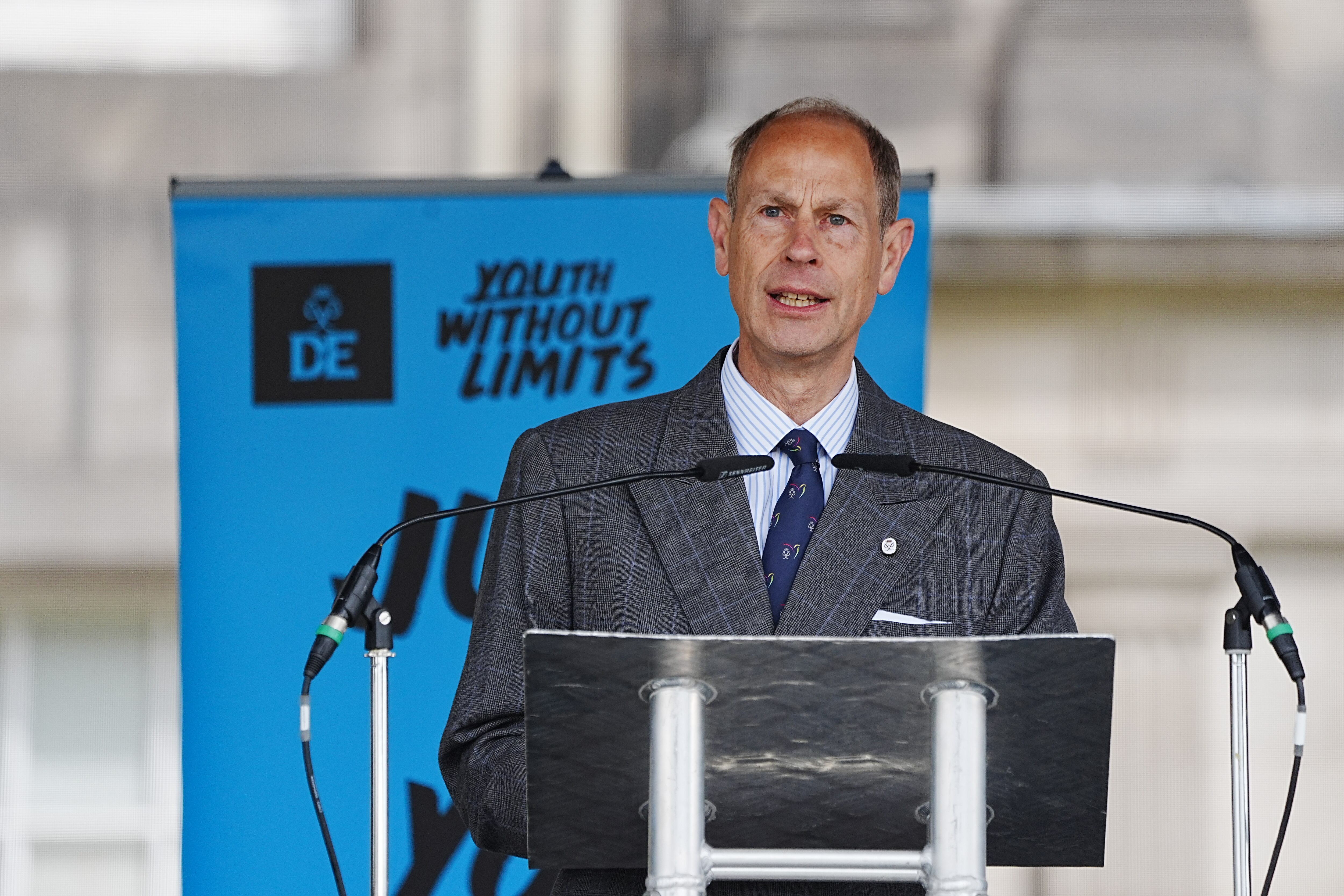 EDINBURGH, SCOTLAND - JULY 3:  Prince Edward, Duke of Edinburgh hosts young people from across Scotland and the north of England for the Gold Award celebrations for the Duke of Edinburgh's Award at Palace of Holyroodhouse on July 3, 2026 in Edinburgh, Scotland. King Charles III and Queen Camilla are visiting Scotland with members of the Royal Family for their annual Royal Week from Tuesday, June 30 until Friday, July 03.  (Photo by Jane Barlow - WPA Pool/Getty Images)