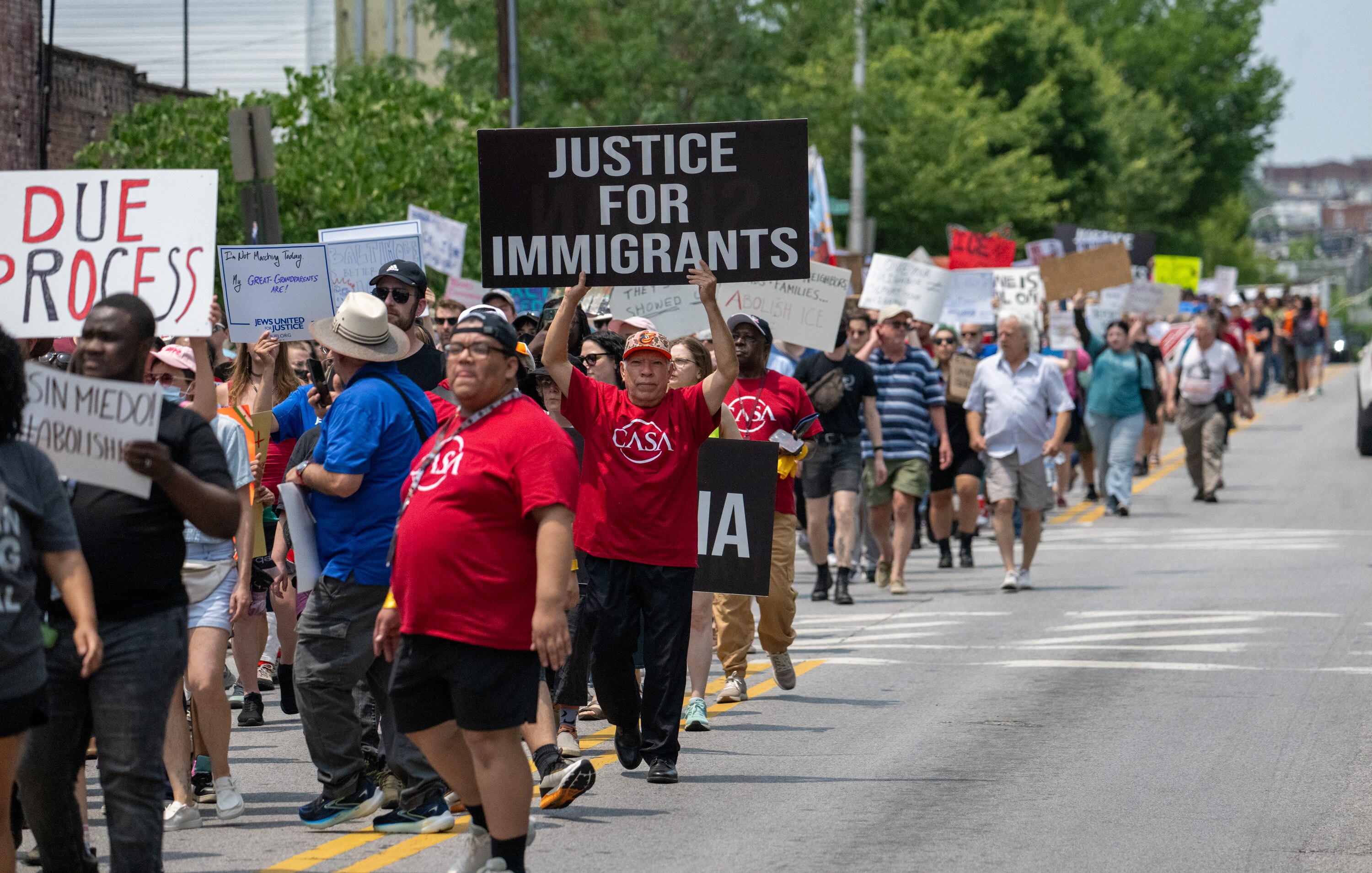 Hundreds of protesters marched in East Baltimore last week in opposition to the increasing immigration crackdown.