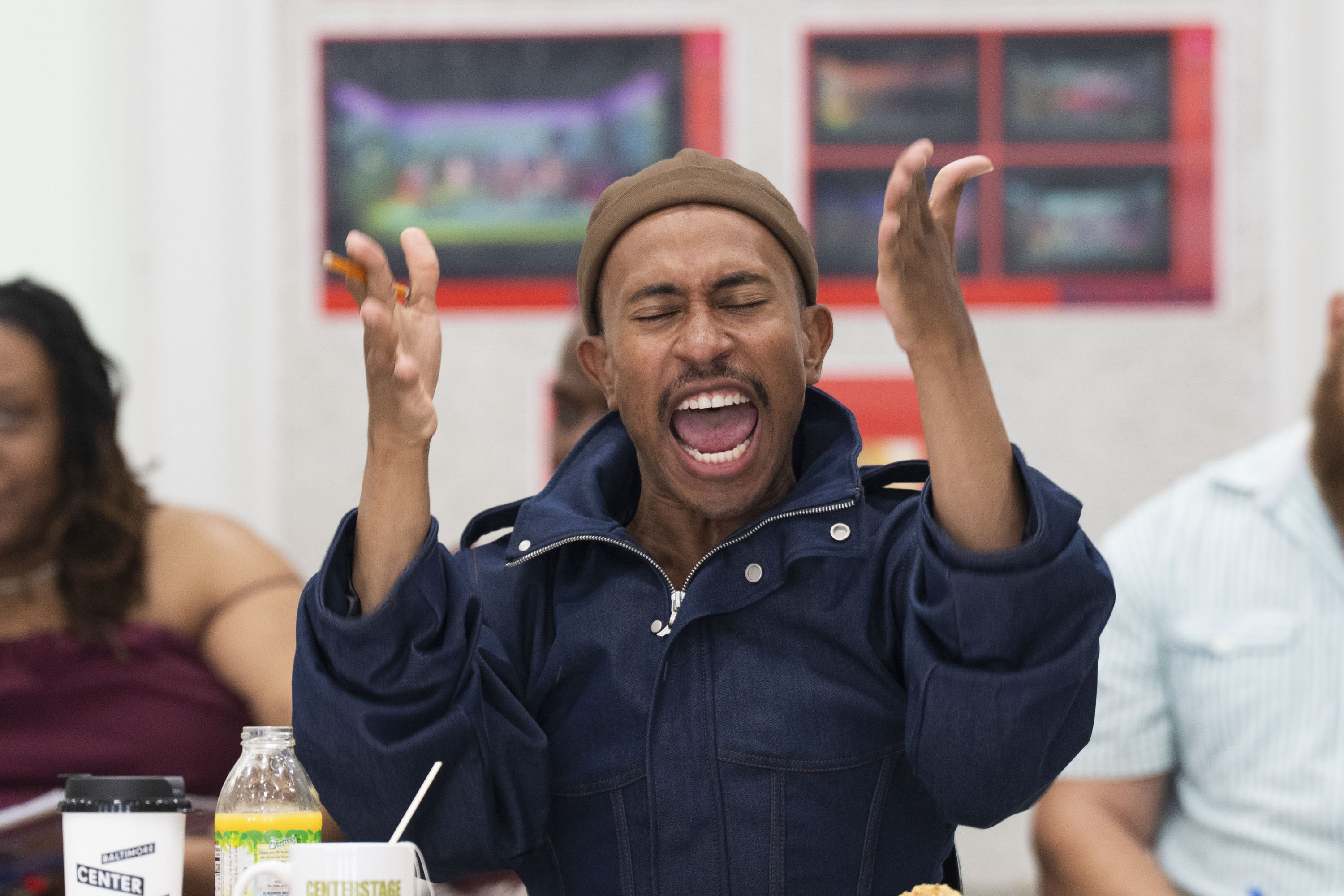 Kalen Allen, who plays Erickson Lewis, at the first table read of the play “Bocking,” set to premiere at Center Stage.