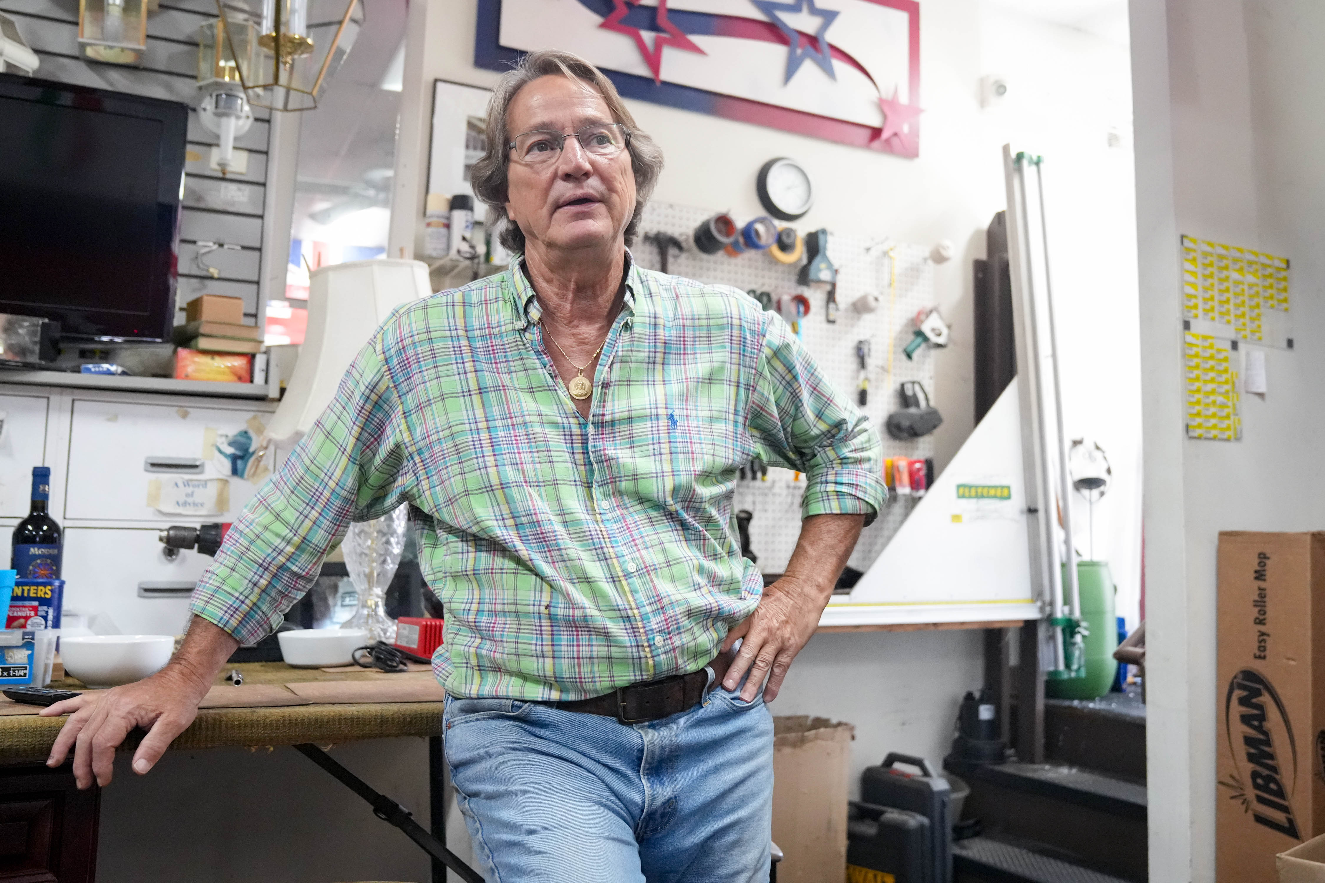Vincent Ayd, owner and operator of Ayd Hardware, in his shop in Towson.