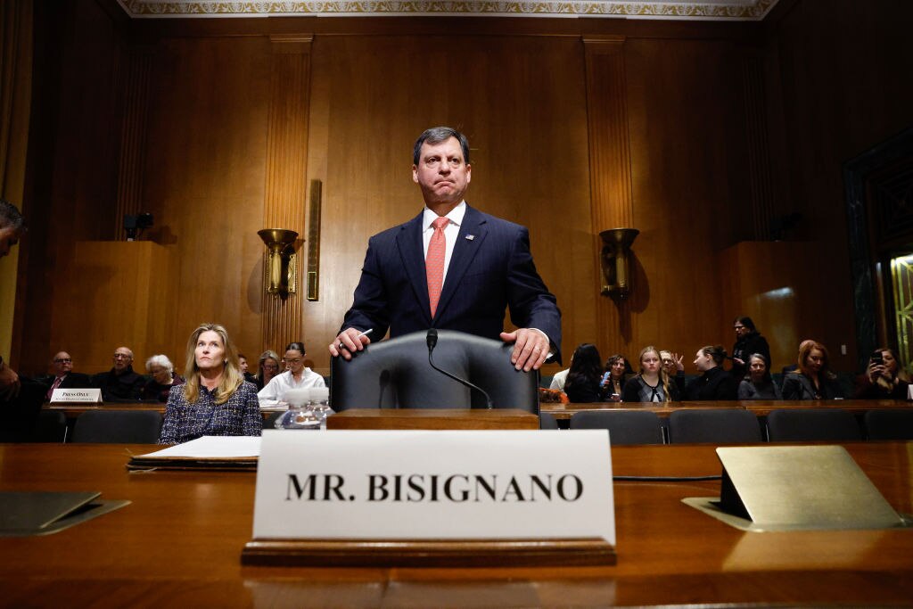 Frank Bisignano, President Donald Trump’s nominee to be Commissioner of Social Security Administration, appears at his Senate Finance Committee confirmation hearing on March 25, 2025 in Washington, DC.